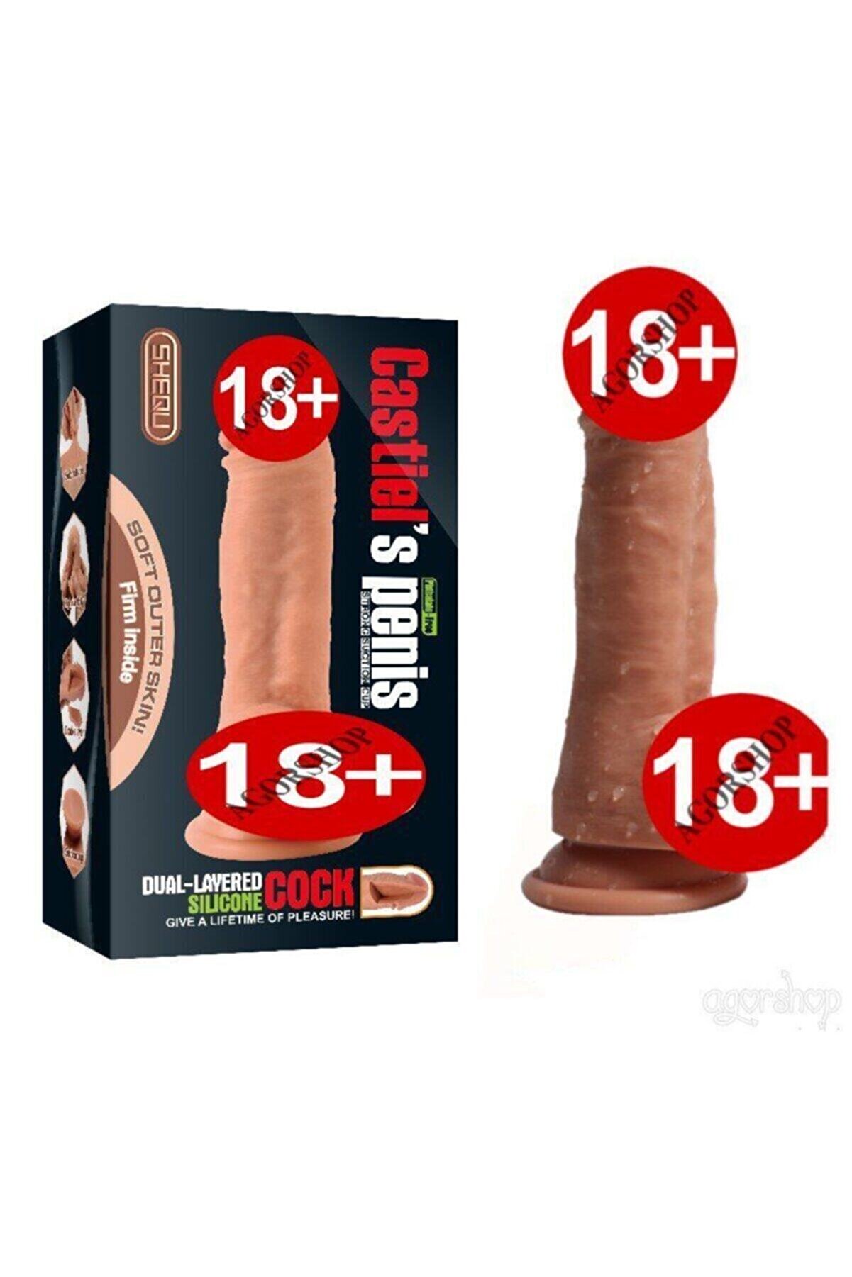 Meyrabest &Ccedil;i̇ft Katmanlı Ekstra Yumuşak Testi̇sli̇ Ger&ccedil;ekci̇ Et Dokulu Peni̇s-R482 19 Cm