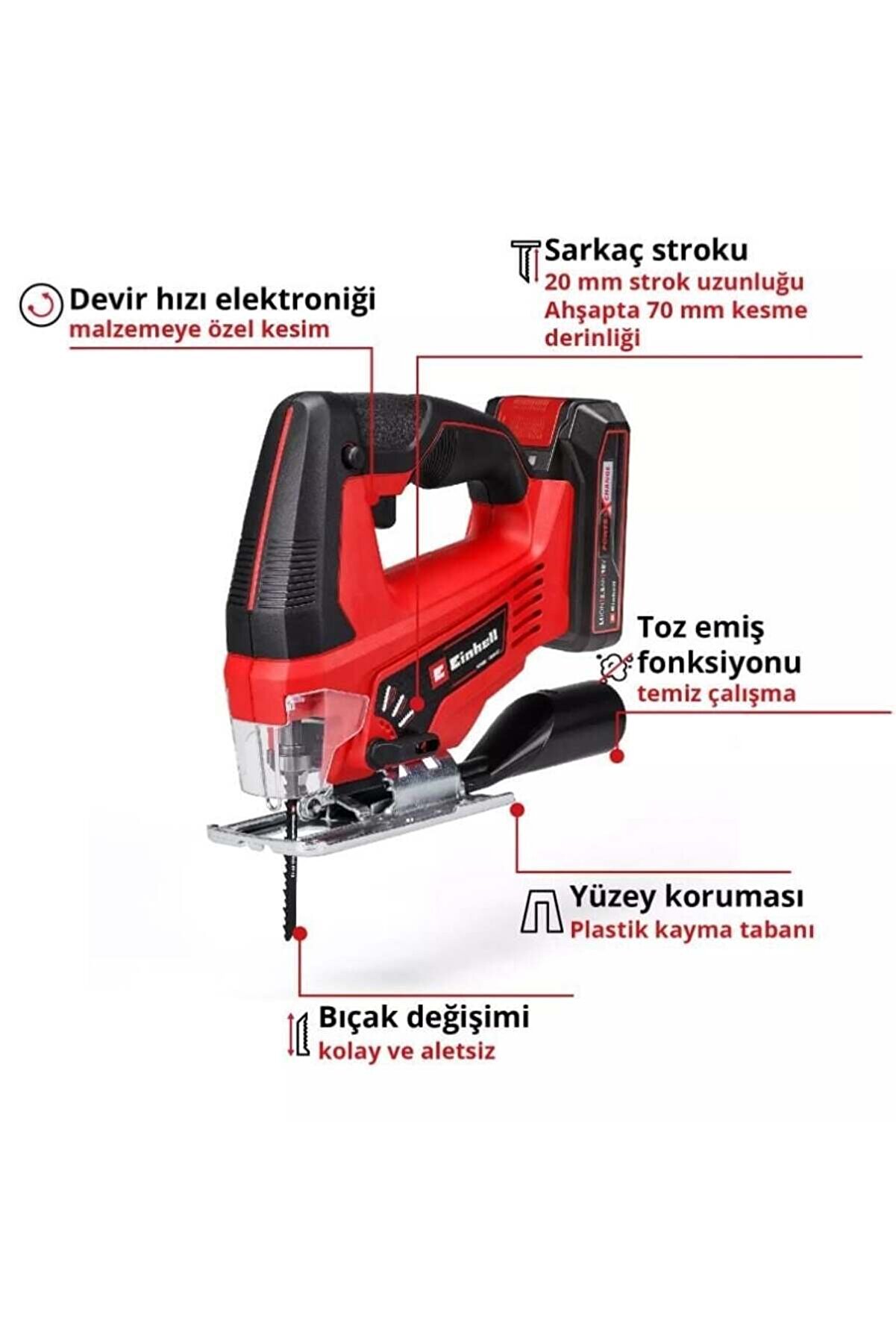 Nerm Tc Js 18/70 Ak&uuml;l&uuml; Dekupaj Testere 2,5 Ah Tek Ak&uuml;l&uuml;