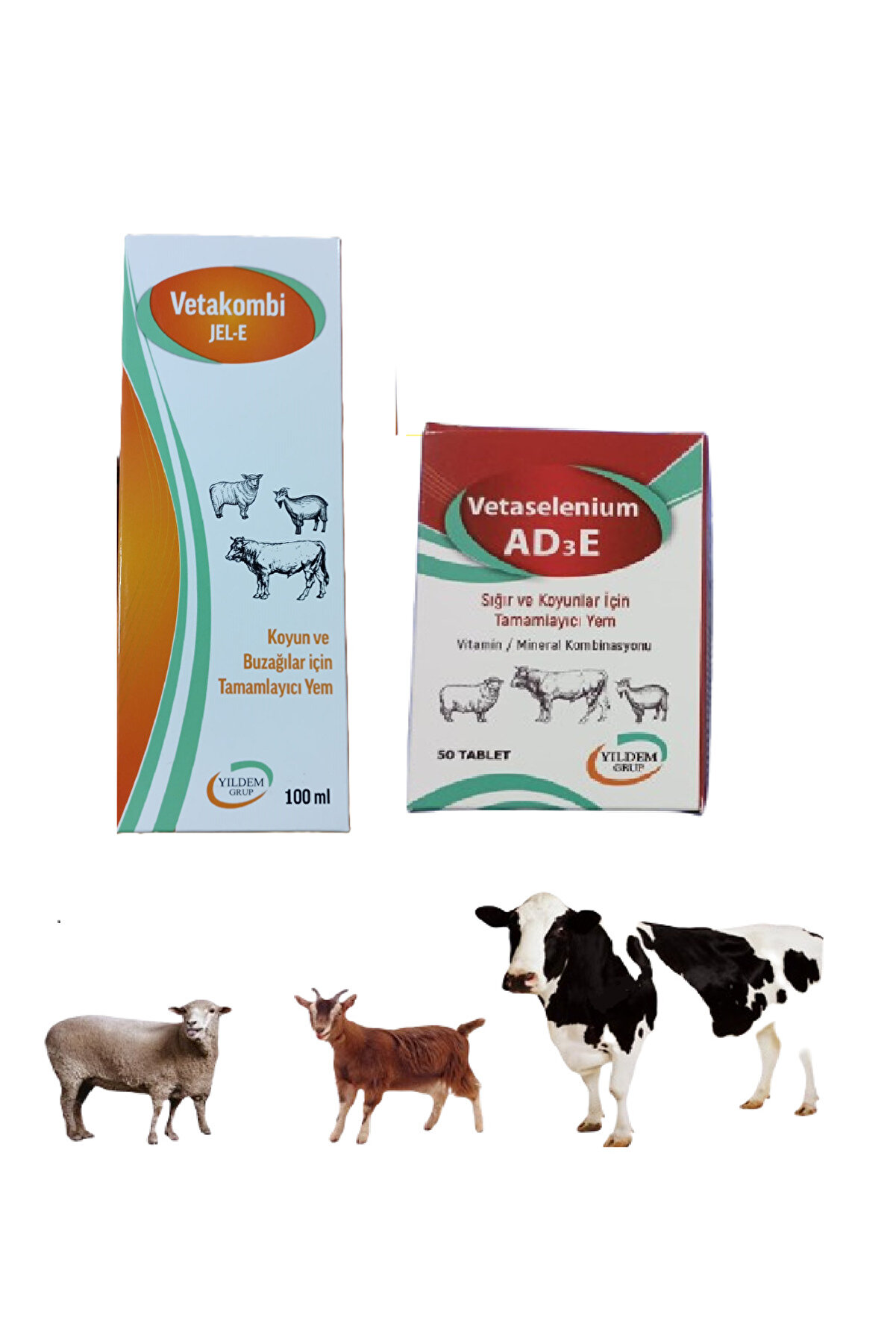 Yıldem Koyun Ve Buzağılar İ&ccedil;i̇n Vetakombi̇ E Jel 100 Ml Ve Vetaseleni̇um Ad3E 50 Tablet