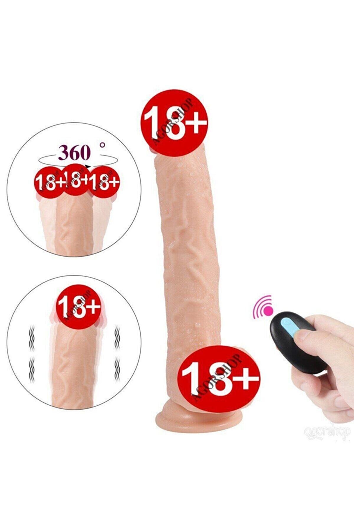 Meyrabest Kali̇teli̇  20 Modlu Ti̇treşi̇mli̇ Ve Oynar Başlı Şarjlı Uzaktan Kumandalı Reali̇sti̇k Peni̇s-R508 23 Cm