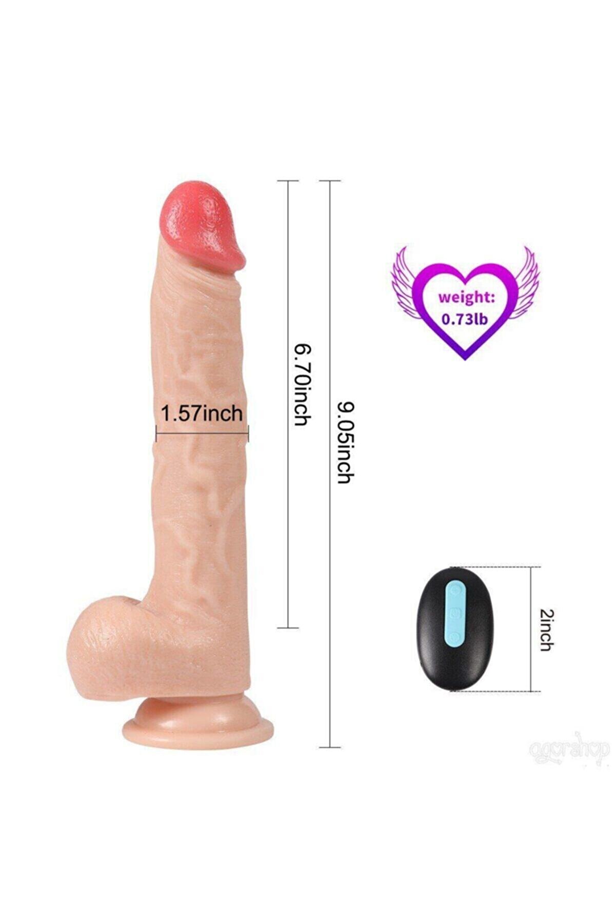 Meyrabest Kali̇teli̇  20 Modlu Ti̇treşi̇mli̇ Ve Oynar Başlı Şarjlı Uzaktan Kumandalı Reali̇sti̇k Peni̇s-R508 23 Cm