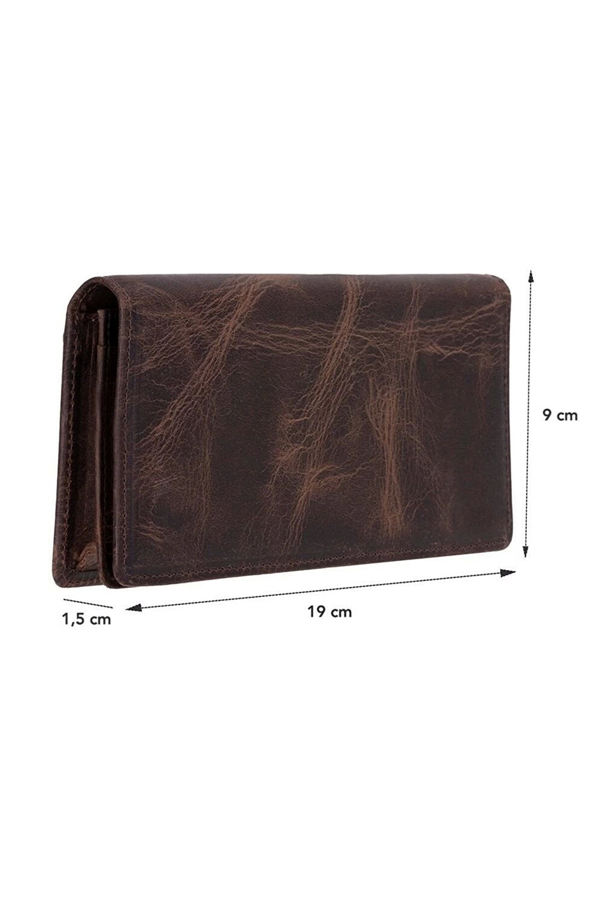 Aura Haki̇ki̇ Deri̇, El Yapımı, Telefon Bölmeli̇, Kadın Cüzdanı, Koyu Kahve