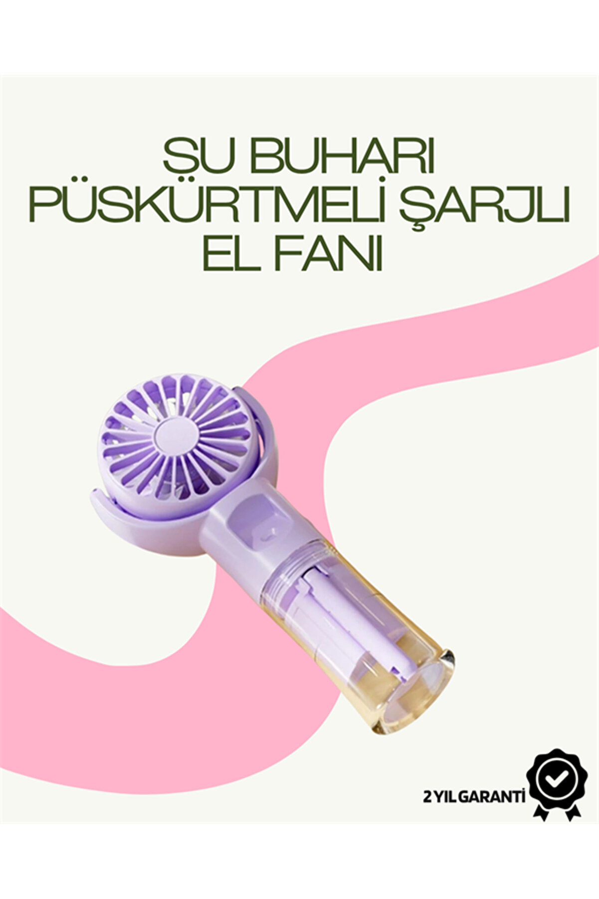 SezerTekno Dönen Su El Fanı Uyumlu  4 Kademeli Rüzgar, Şeffaf Su Haznesi, Sessiz Çalışma