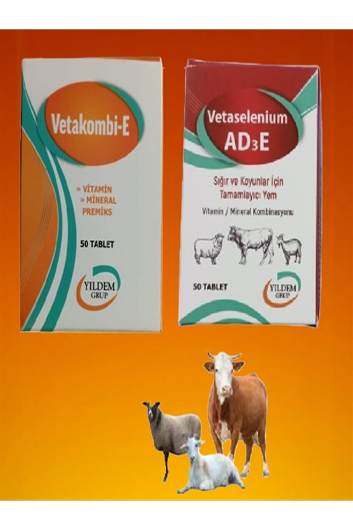 Yıldem Sığır ,İnek Ve Koyunlar İ&ccedil;i̇n Vetaseleni̇um Ad3E 50 Tablet Ve Vetakombi̇ - E 50 Tablet