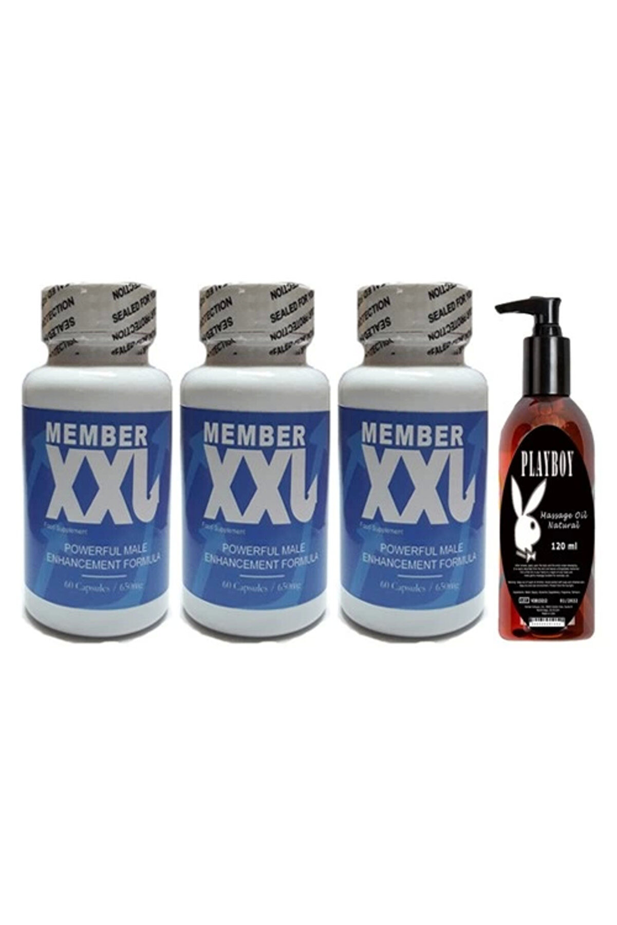 Adoil Hintohu Member Xxl Erkeklere Özel 60li 3 Adet Playboy 120 ml Masaj Yağı