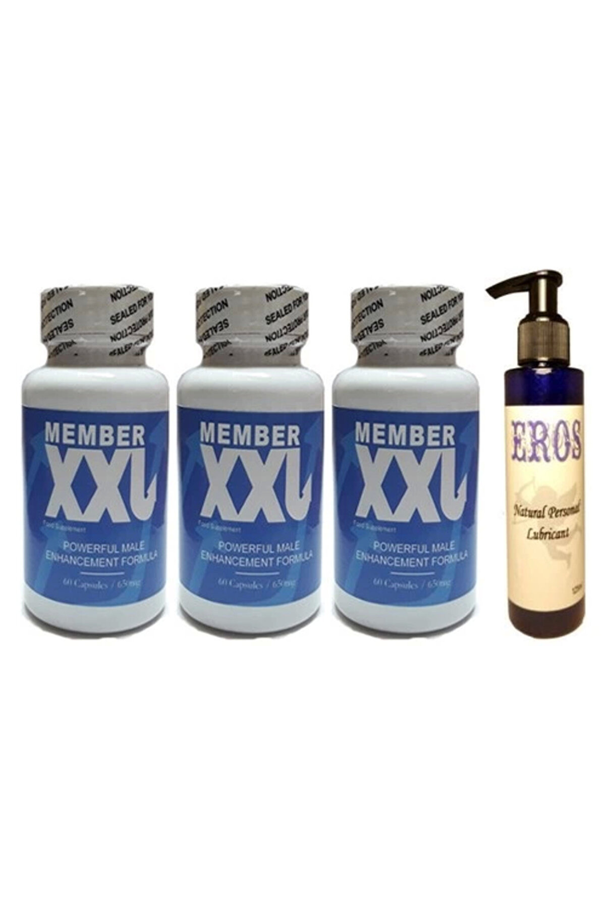 Adoi̇l Member Xxl Erkeklere Özel 60Li̇ 3 Adet Eros Natural Personal Lubri̇cant 125Ml Lubri̇cant Jel