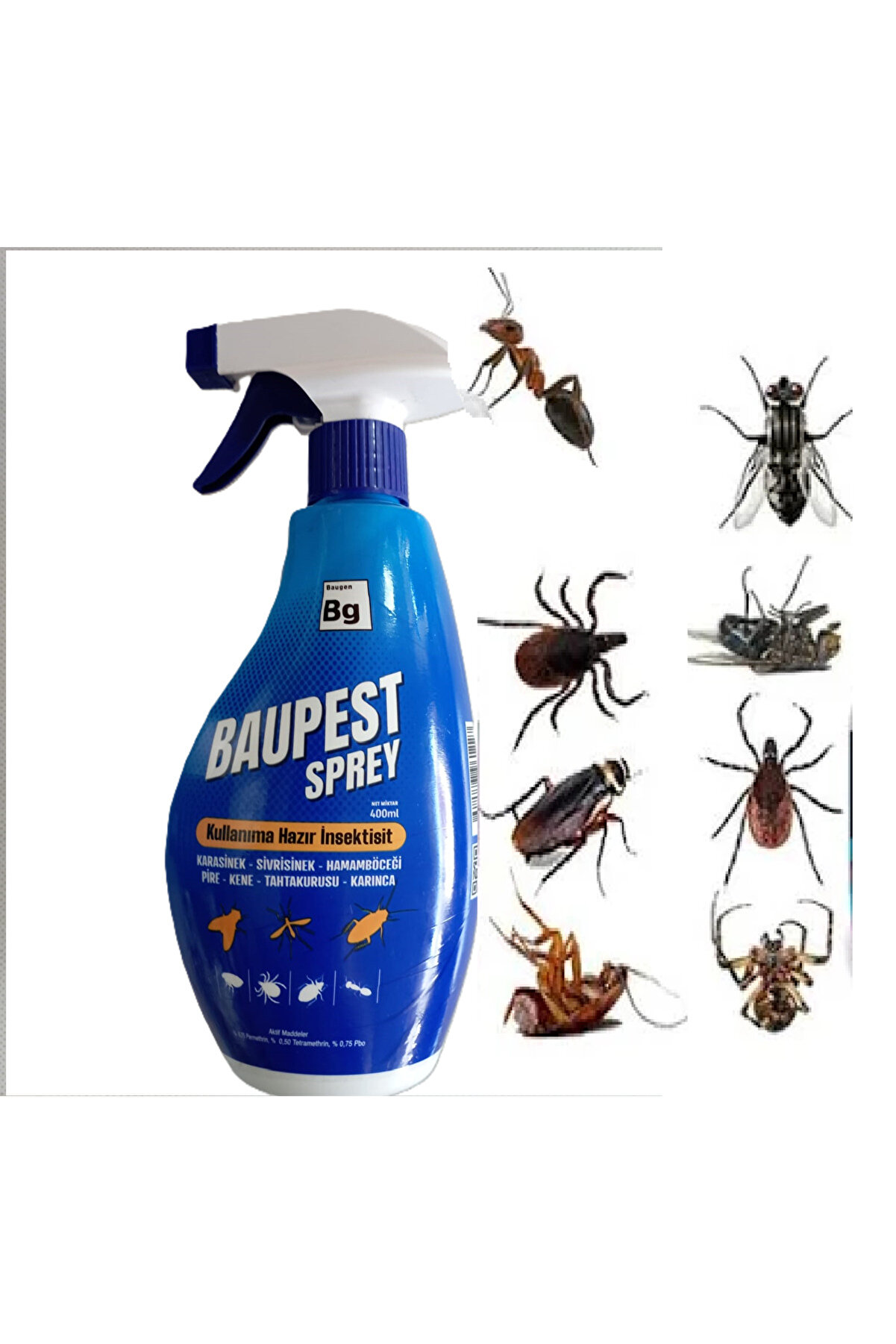Baugen Baupest Sprey 400Ml Karasi̇nek, Si̇vri̇si̇nek, Hamam B&ouml;ceği̇, Pi̇re, Kene, Tahtakurusu İ&ccedil;i̇n Haşere İlacı