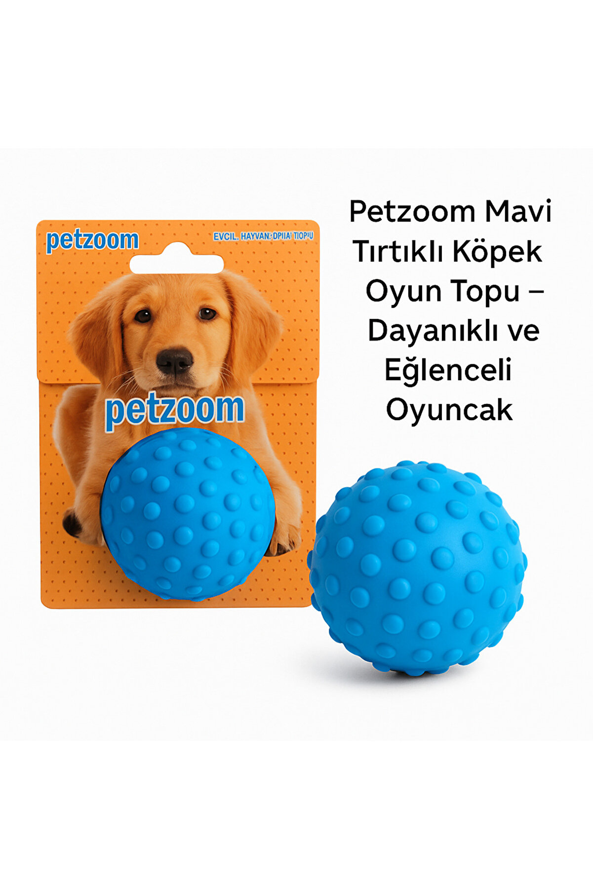 TRENDMEN Petzoom Mavi Tırtıklı Köpek Oyun Topu – Dayanıklı ve Eğlenceli Oyuncak