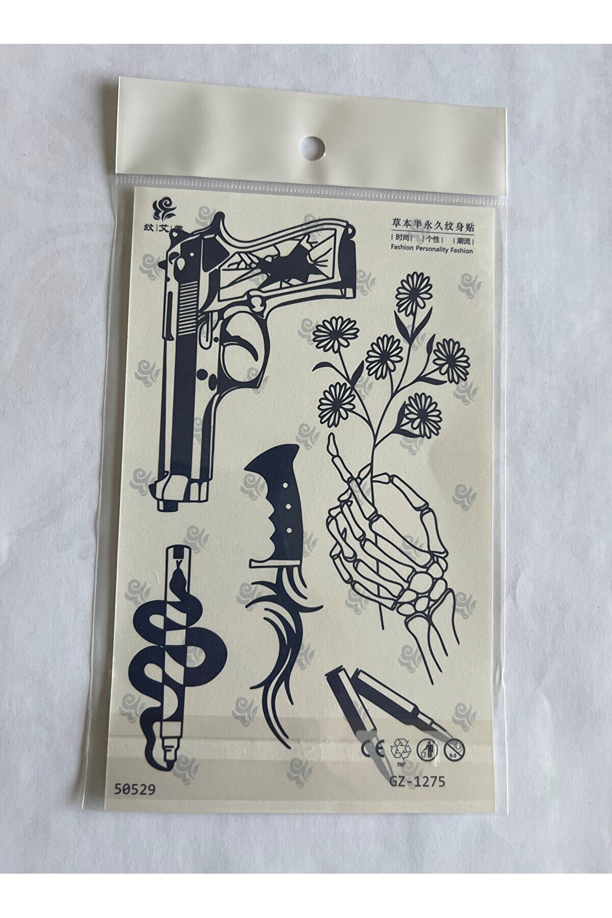 Ai̇rbrush Tattoo Karga Yılan 4 Adet Bi̇rden 3 Hafta Kalıcı Geçi̇ci̇ Yapıştırma Dövme 18X11 Cm