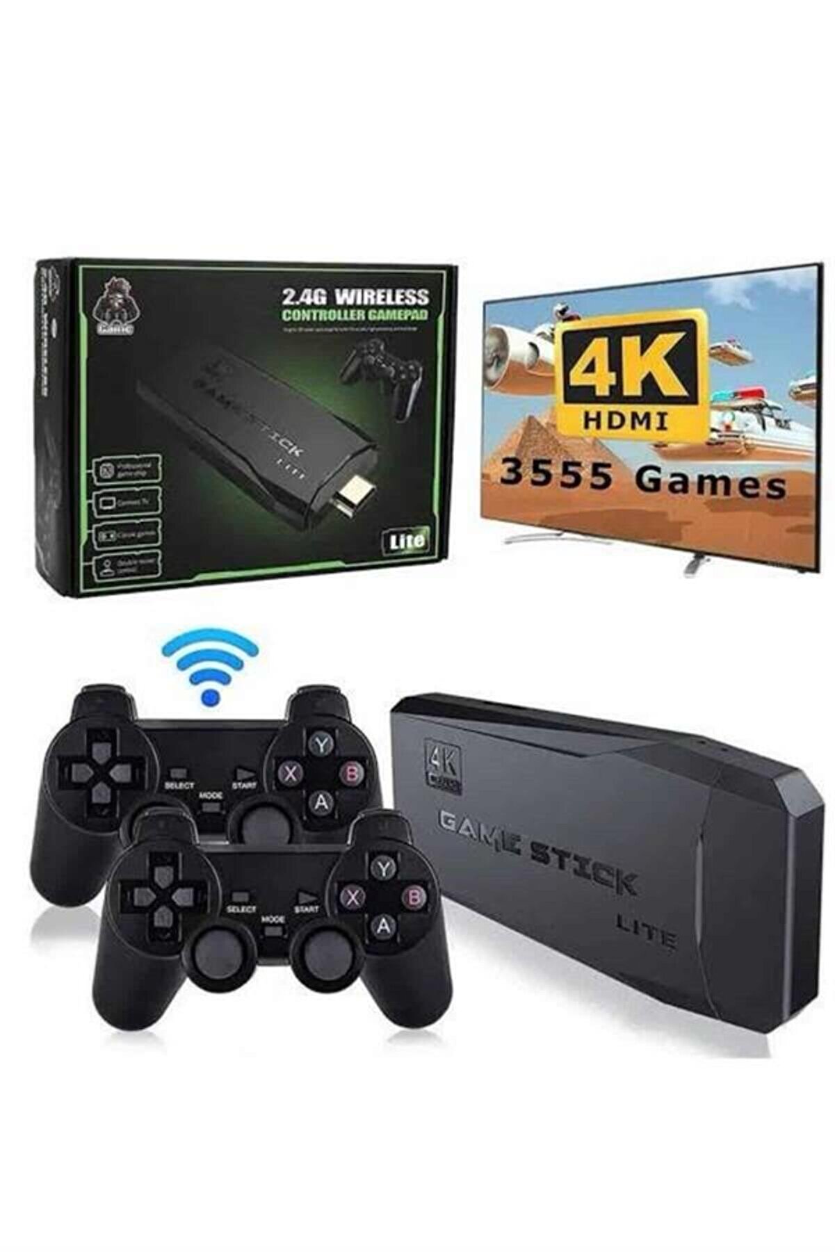 Pazarcan Retro Oyunlar 4K Game Sti̇ck 2.4G Kablosuz &Ccedil;i̇ft Kol 3500 Oyun Atari̇