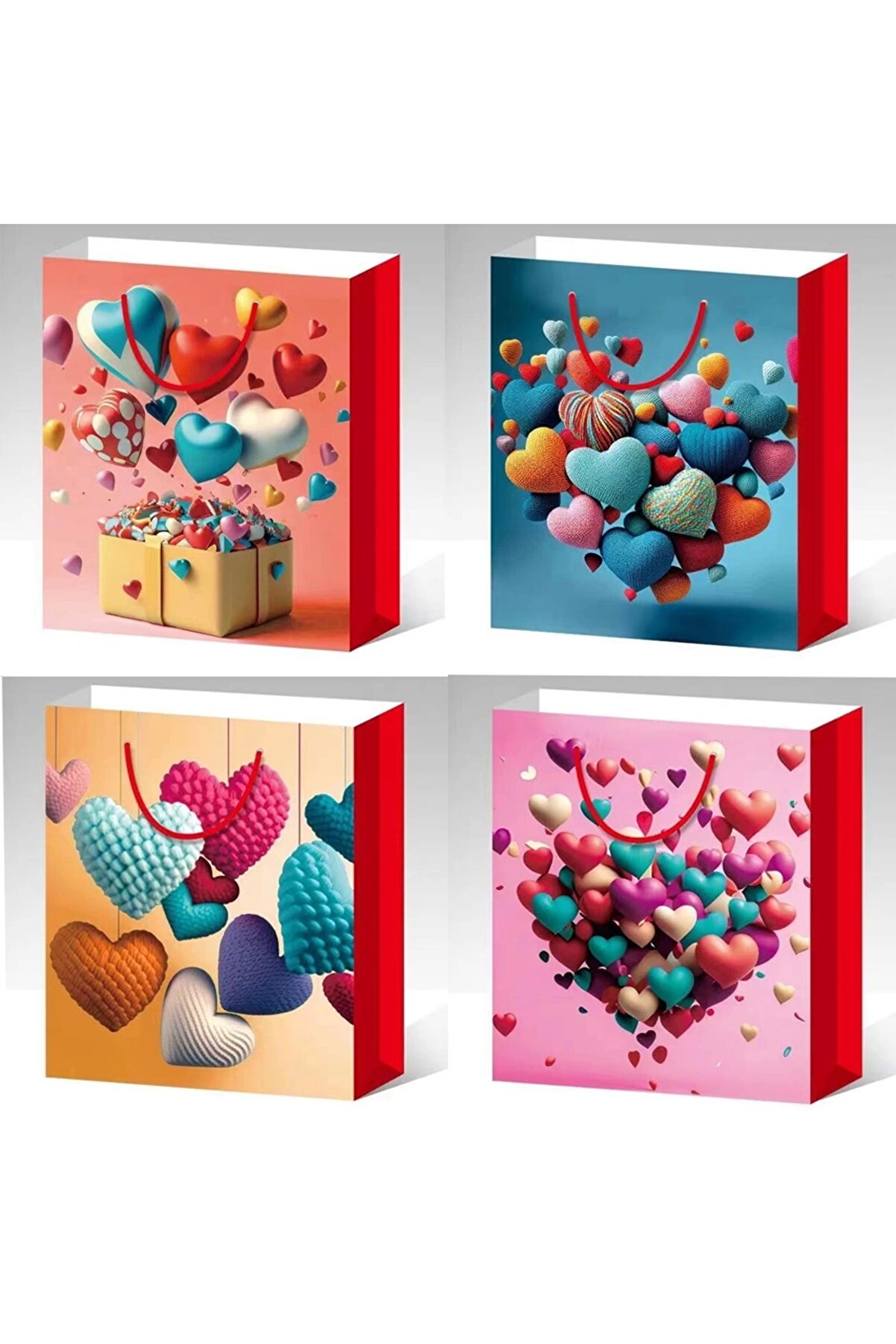 Küçük Boy Kalp Desenli̇ Karton Çanta