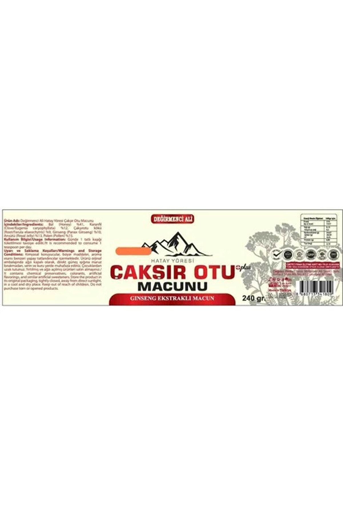 Deği̇rmenci̇ Ali̇ Çakışır Otu Macunu 240 Gr 240 Gr