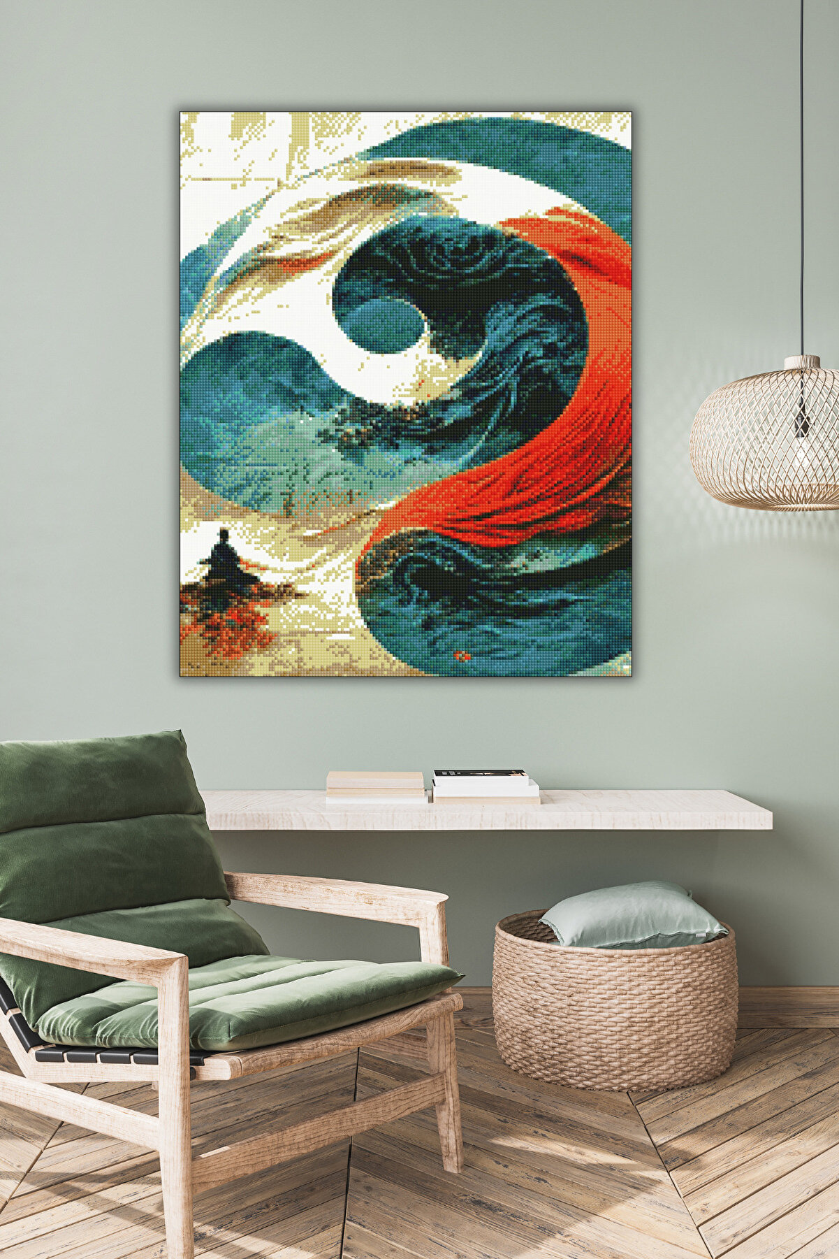 Hondep 5D Elmas Boyama – Yi̇n Yang Ve Medi̇tasyon | 40X50 Cm- Tuvale Geri̇li̇ Di̇amond Pai̇nti̇ng Sayılarla Boyama