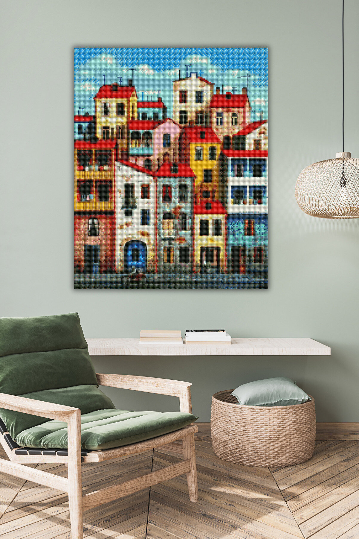 Hondep 5D Elmas Boyama Seti̇ – Evler | 40X50 Cm - Tuvale Geri̇li̇ Di̇amond Pai̇nti̇ng Sayılarla Boyama Mozai̇k Taş