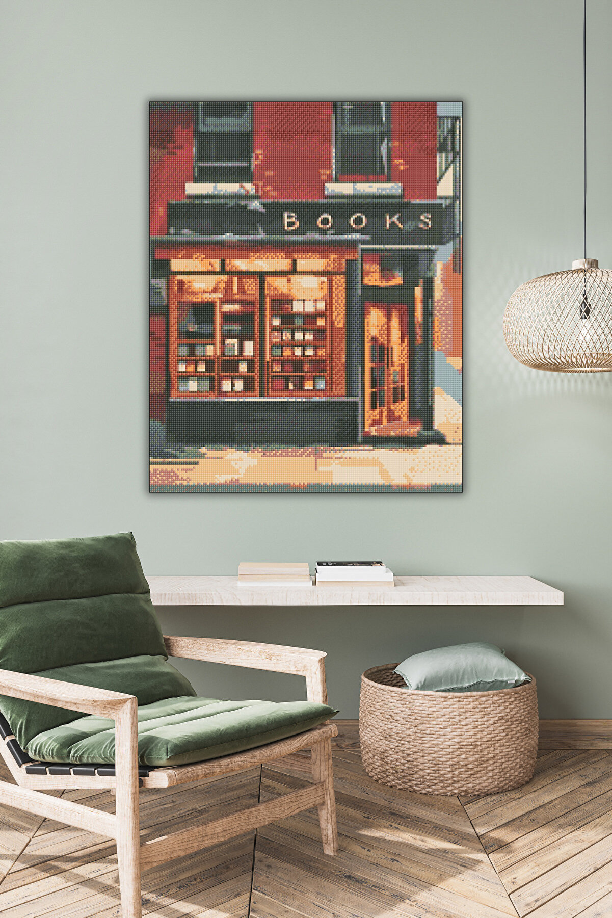 Hondep 5D Elmas Boyama – Retro Ki̇tapçı | 40X50 Cm Tuvale Geri̇li̇ Premi̇um Dıy Hobi̇ Seti̇