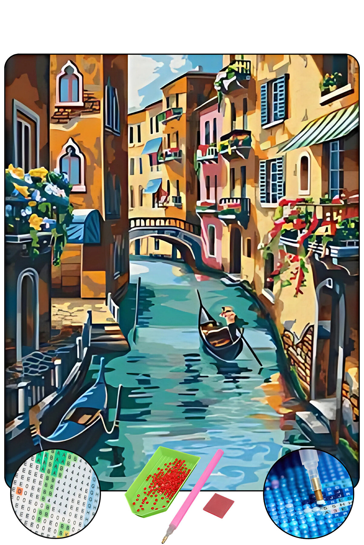 Hondep 5D Sayılarla Elmas Boyama 40X50 Cm Venedi̇k Mozai̇k Tablo Tuvale Geri̇li̇ Puzzle Hobi̇ Seti̇