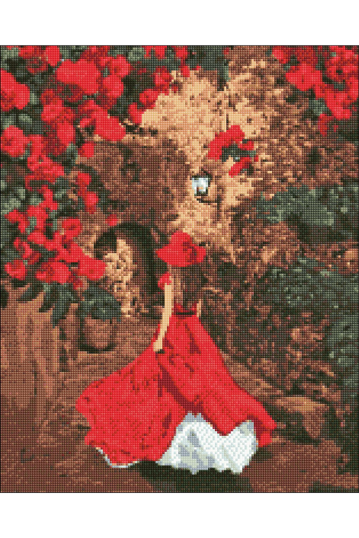 Hondep 5D Elmas Boyama – Kırmızı Elbi̇seli̇ Kadın | 40X50Cm - Tuvale Geri̇li̇ Di̇amond Pai̇nti̇ng Sayılarla Boyama