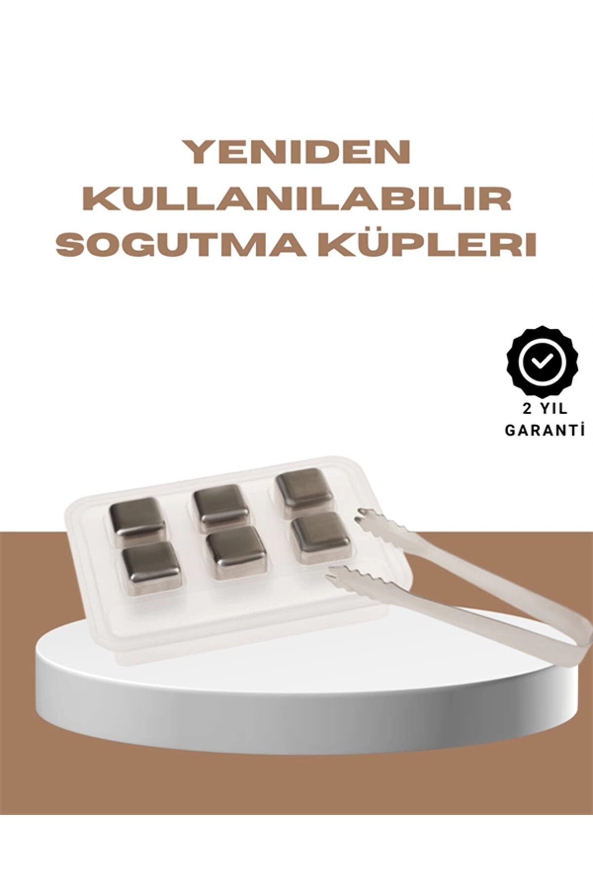 Elvora Yeniden Kullanılabilir 304 Çelik Metal Buz Küpleri 4'lü Set