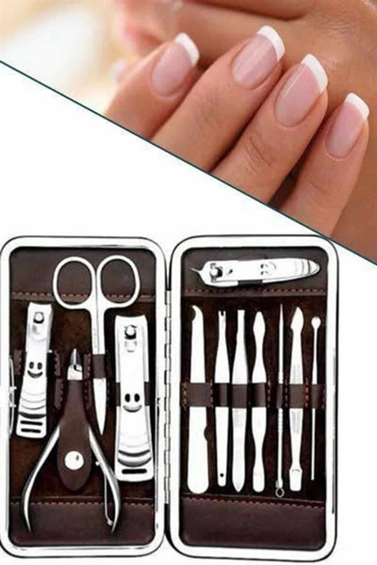 12 Parça Mani̇kür Pedi̇kür Seti̇ Özel Deri̇ Çanta El Ayak Bakımı Akne Ve Temi̇zleme