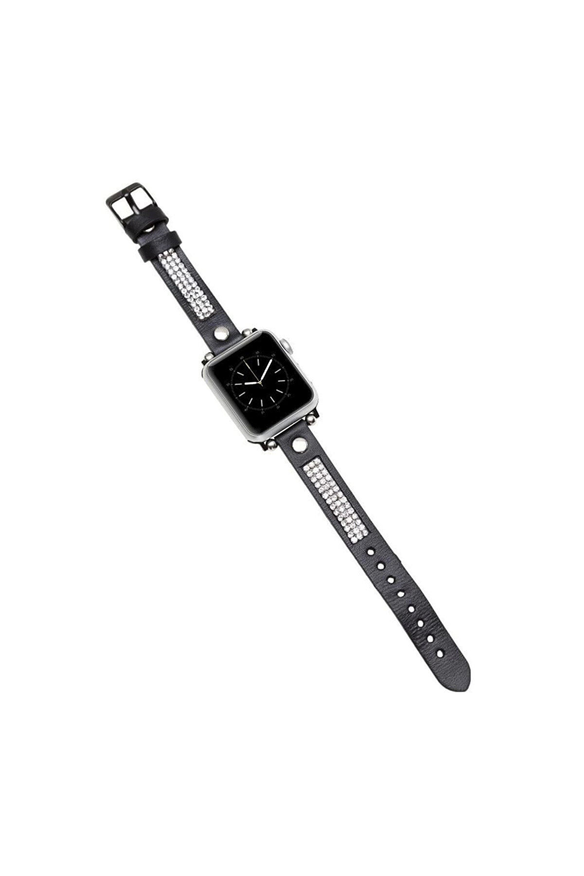 Apple Watch Uyumlu Deri̇ Kordon 38-40-41Mm Taşlı St Rst1