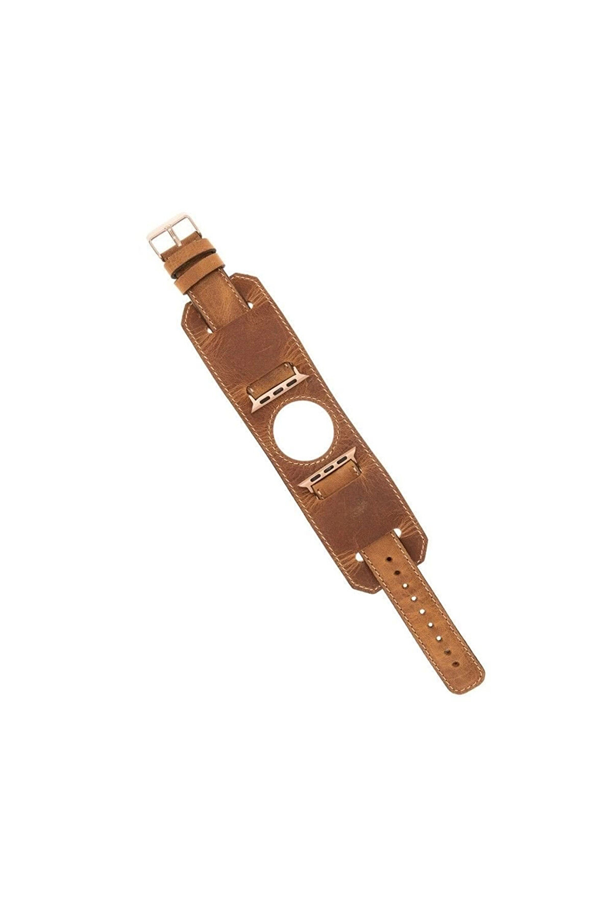 Apple Watch Uyumlu Deri̇ Kordon 42-44-45Mm Cuff G19 Taba