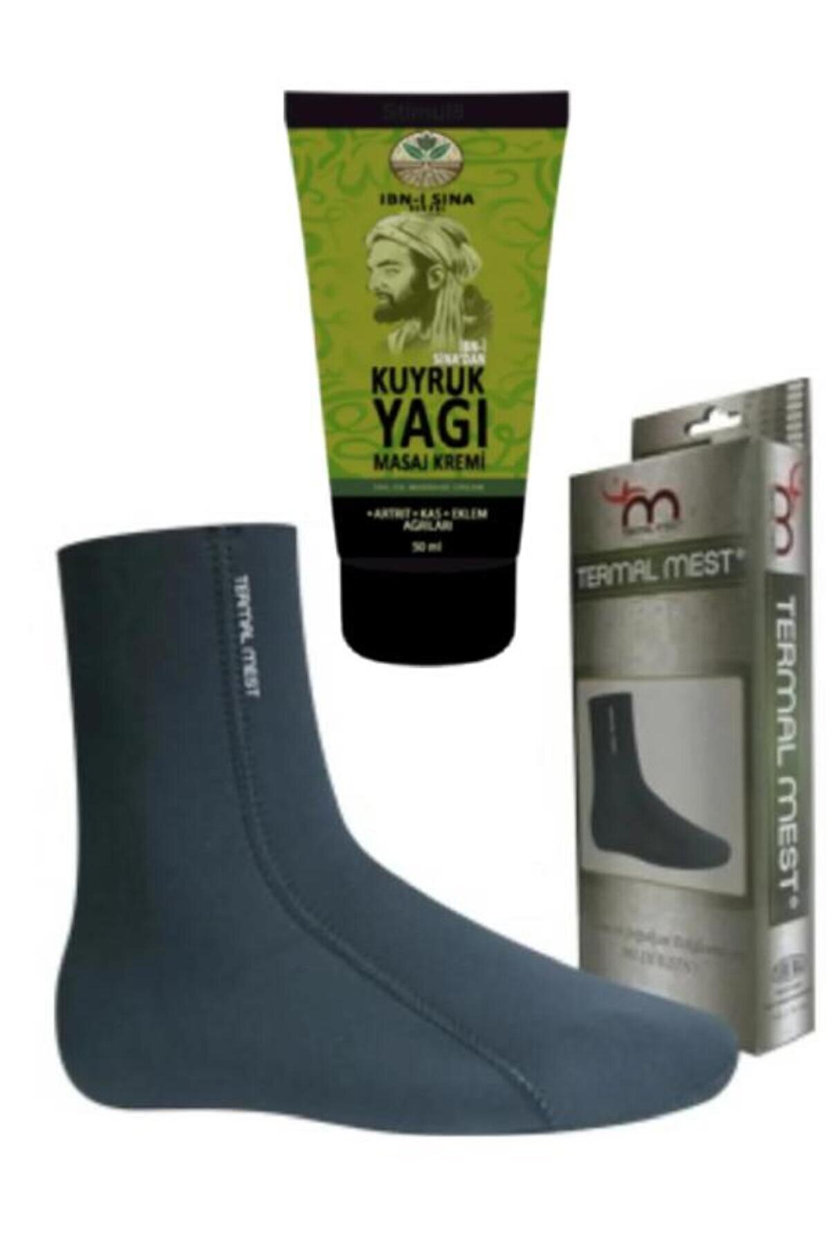 Adoil İbni Sina Kuyruk Yağı Masaj Kremi 50 ml Su ve Isı geçirmeyen Mest Çorap(XXL)