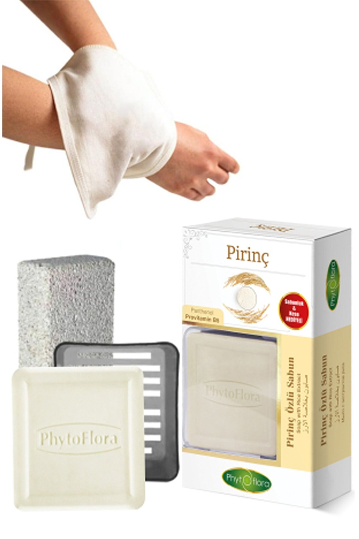 Phytoflora Pirinç Sabunu Ve Banyo Kesesi, Katı Sabunluk