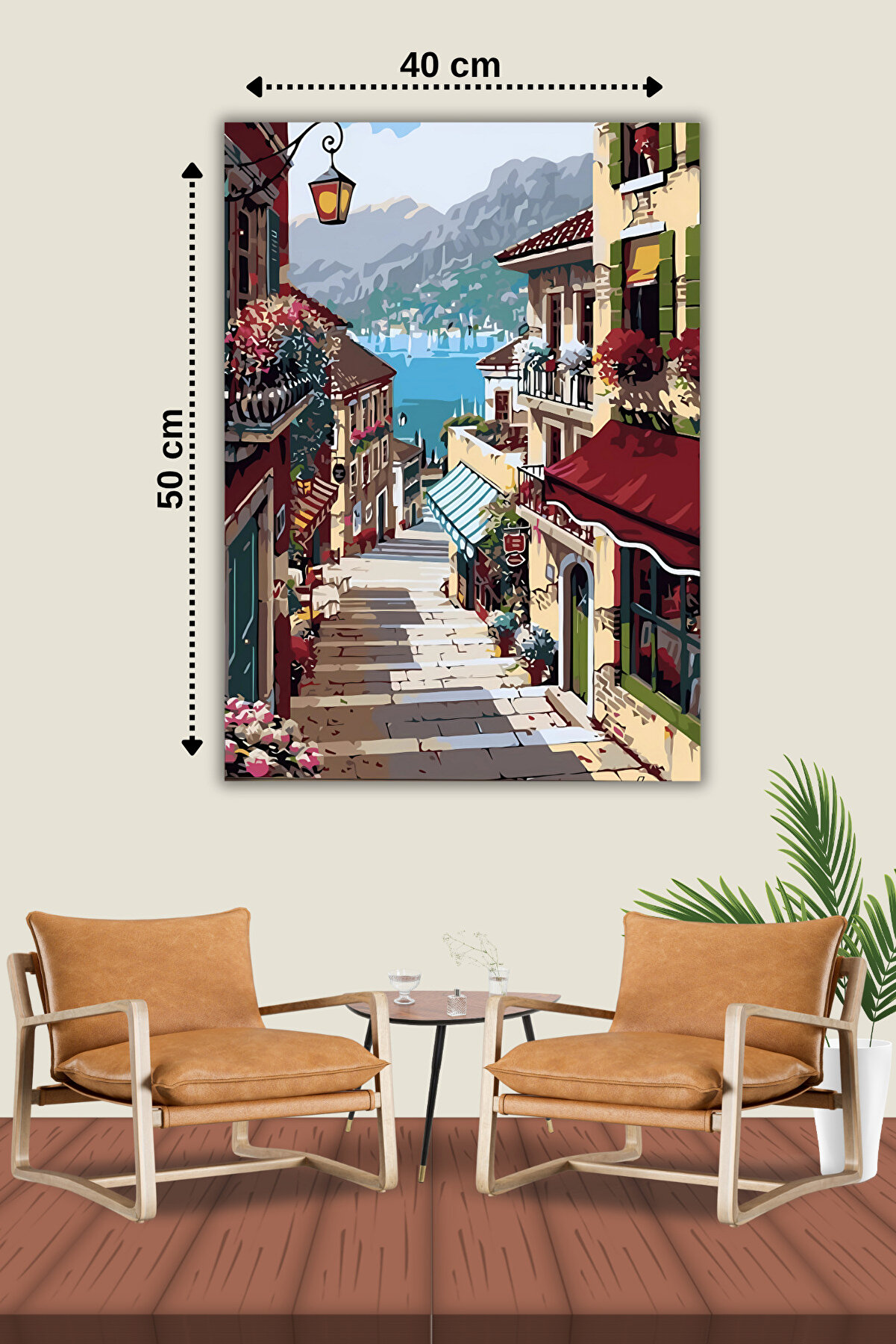 Hondep 5D Elmas Boyama Seti̇ – Taş Sokak Ve Deni̇z Manzarası | 40X50 Cm- Tuvale Geri̇li̇ Di̇amond Pai̇nti̇ng