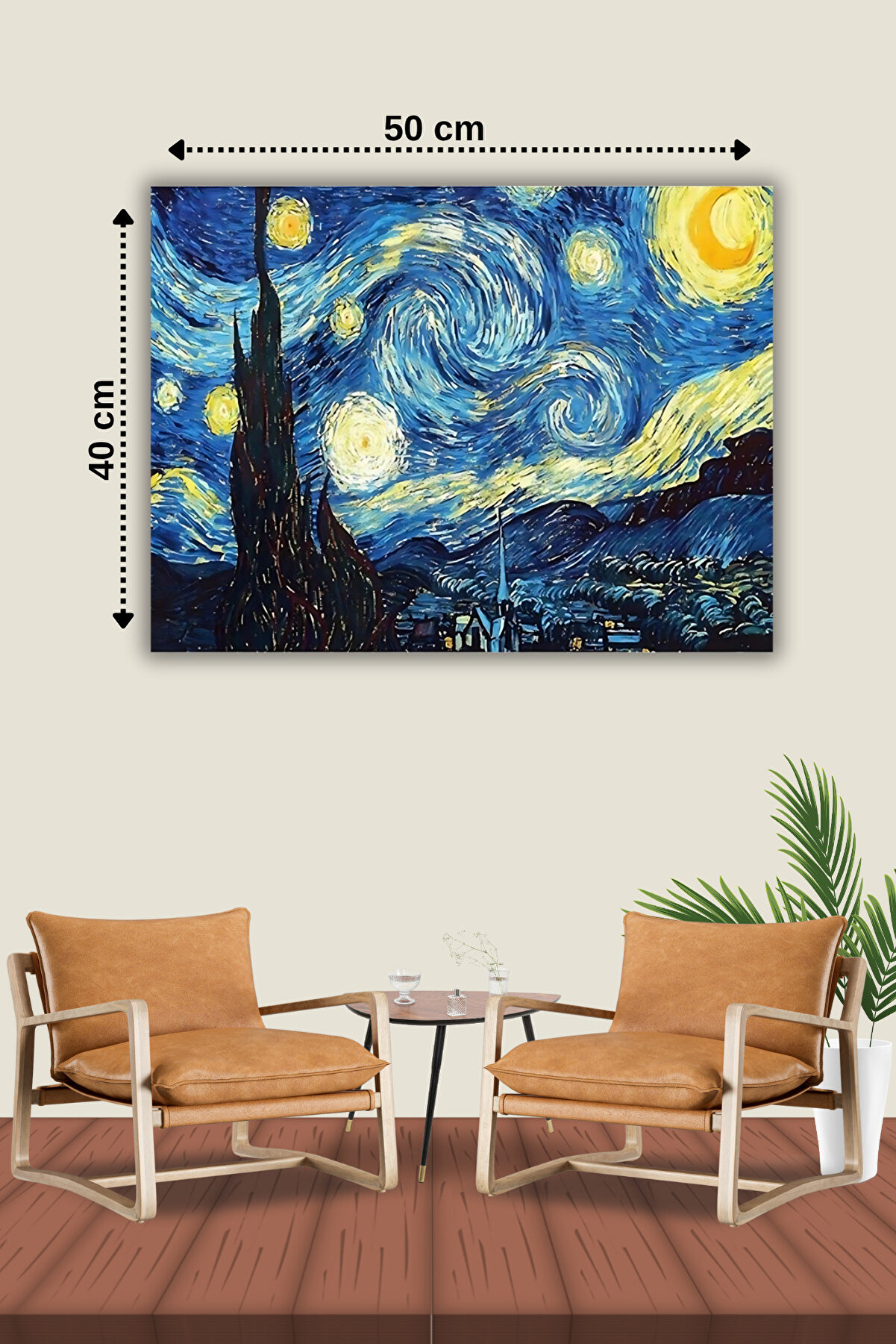 Hondep 5D Elmas Boyama – Van Gogh Yıldızlı Gece | 40X50 Cm - Tuvale Geri̇li̇ Di̇amond Pai̇nti̇ng Mozai̇k Tablo