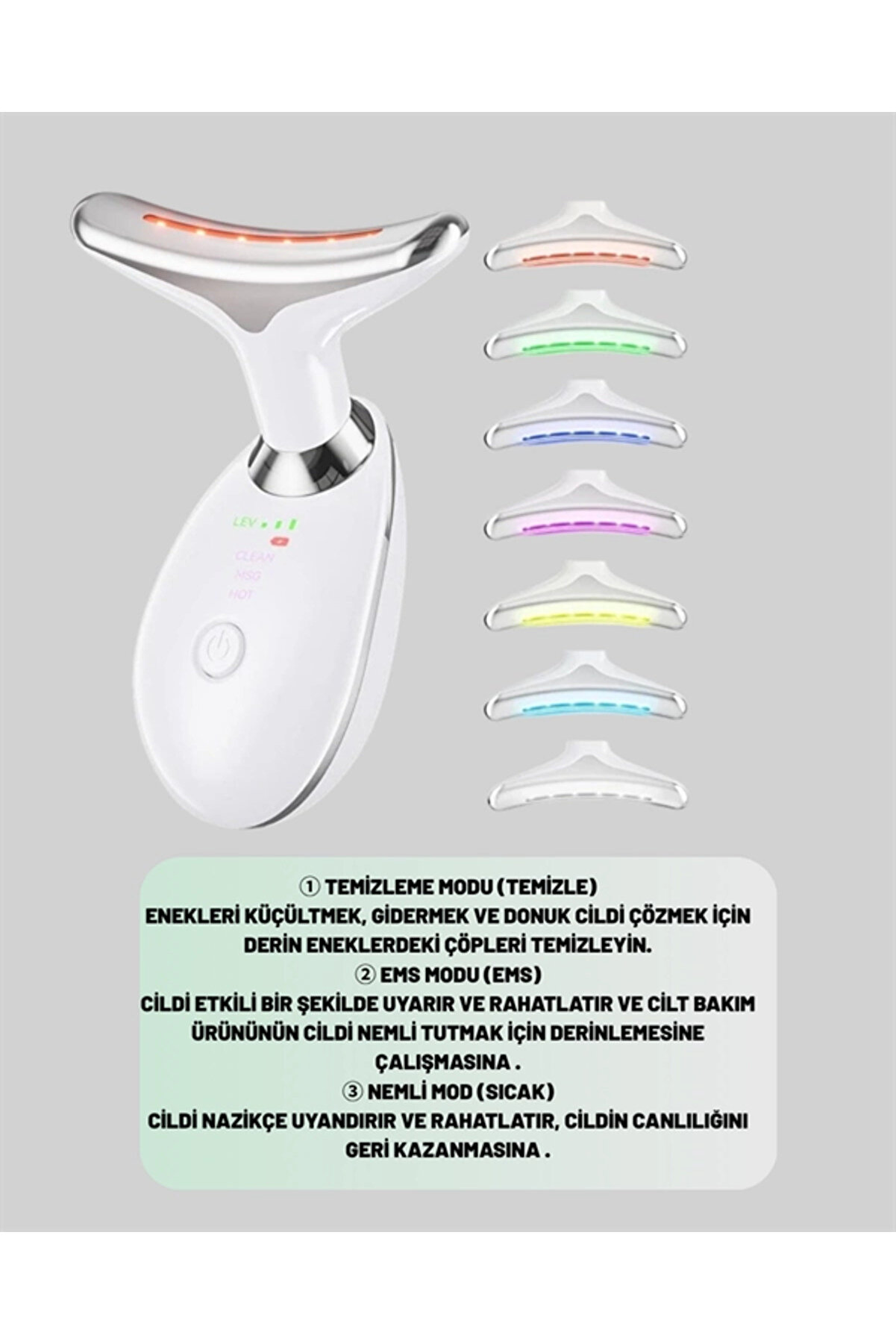 3 Modlu Boyun Ve Yüz Bakım Ci̇hazı – Ems, Temi̇zleme, Sıcak Masaj Ve Renkli̇ Işık Terapi̇ Özelli̇kli̇