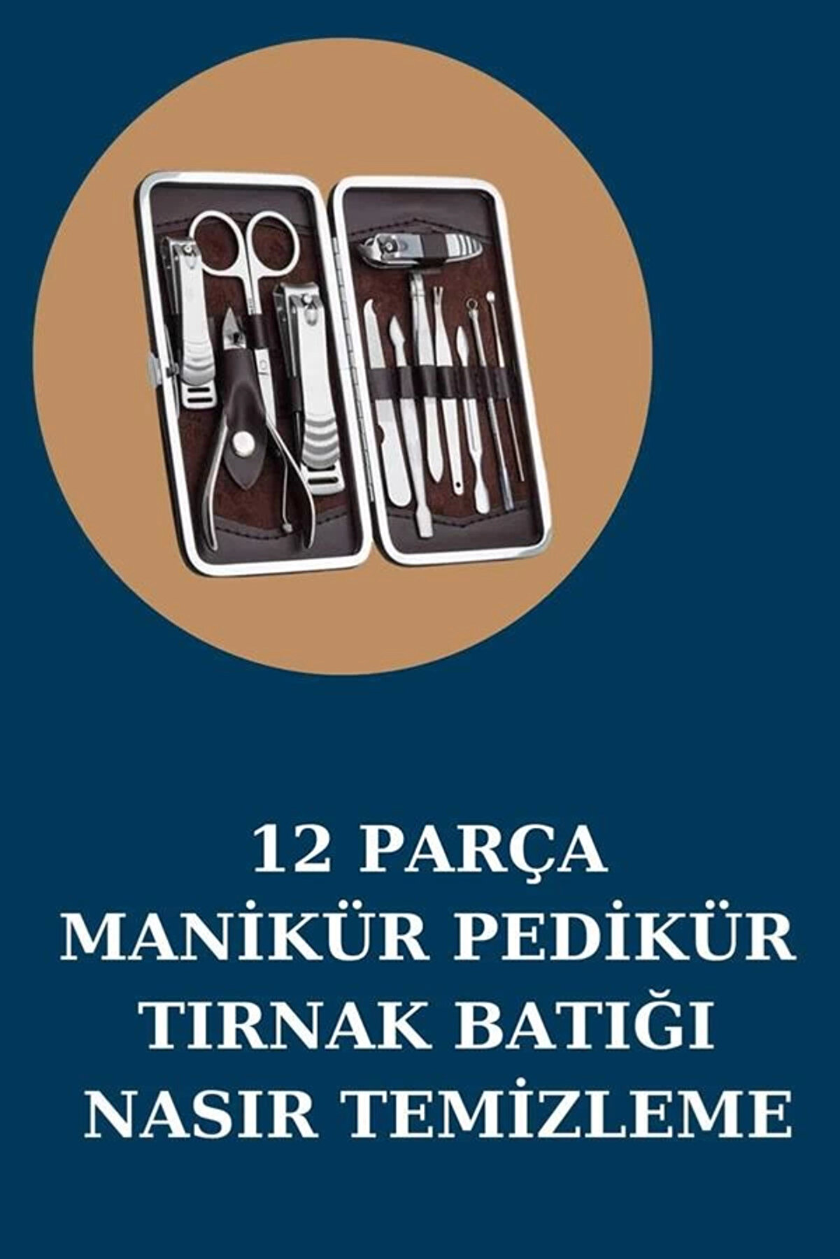 mayf 12 Parça Manikür Pedikür Seti Özel Deri Çanta El Ayak Bakımı Akne ve Temizleme