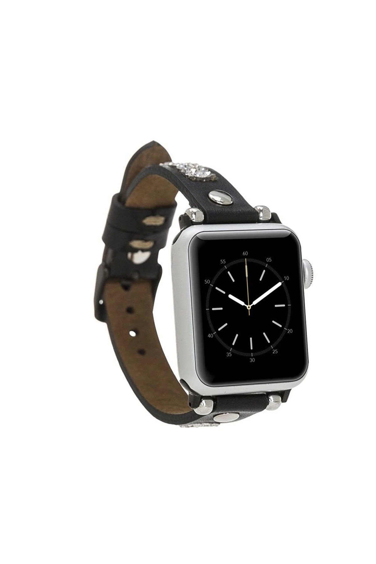 gizmurstore Apple Watch Uyumlu Deri Kordon 38-40-41mm Taşlı ST RST1