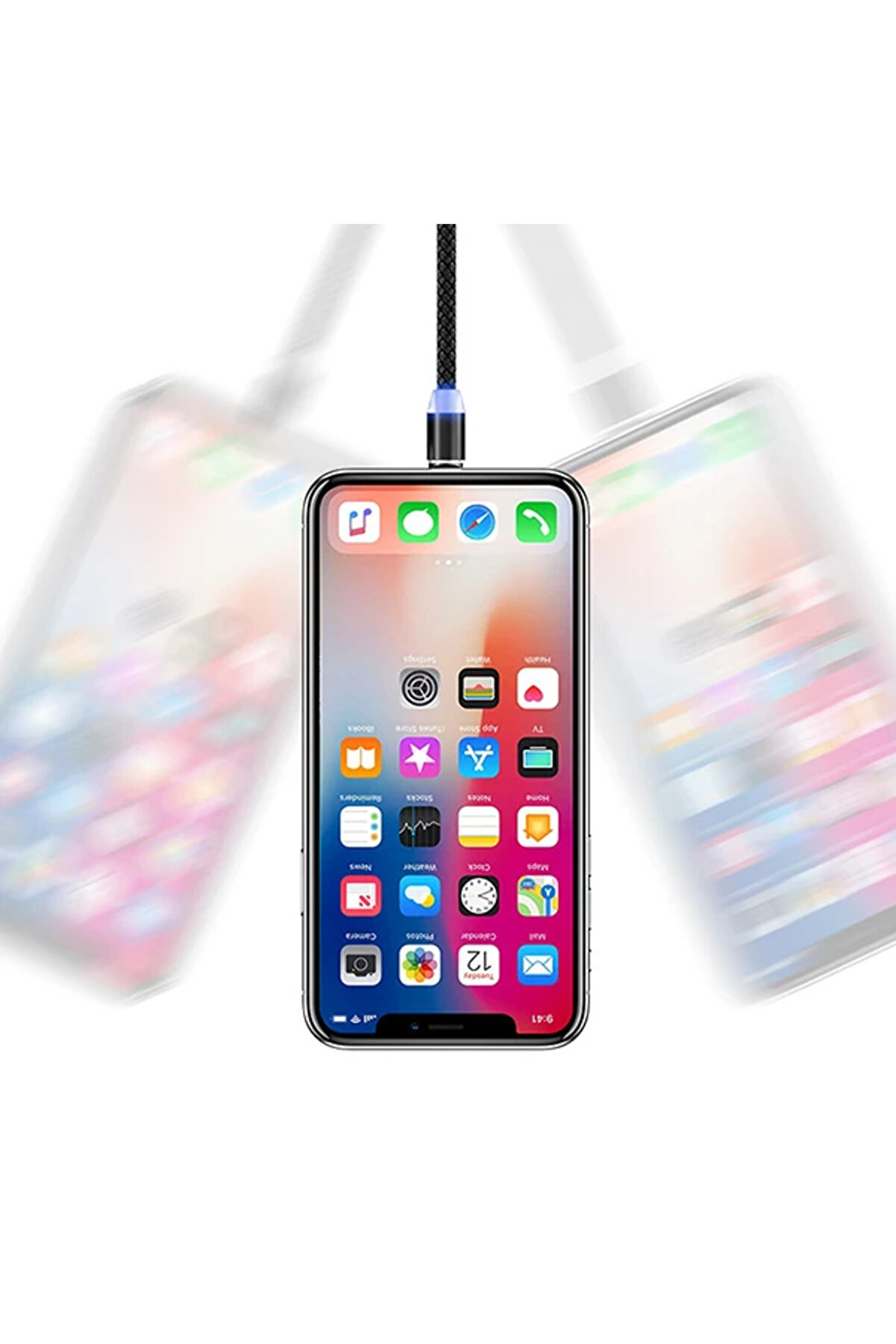 Ally 1M Magneti̇c-Mi̇knati̇sli̇ Usb Sarj Kablosu 3 Basli̇k(İphone+Type-C+Mi̇cro-(1903)