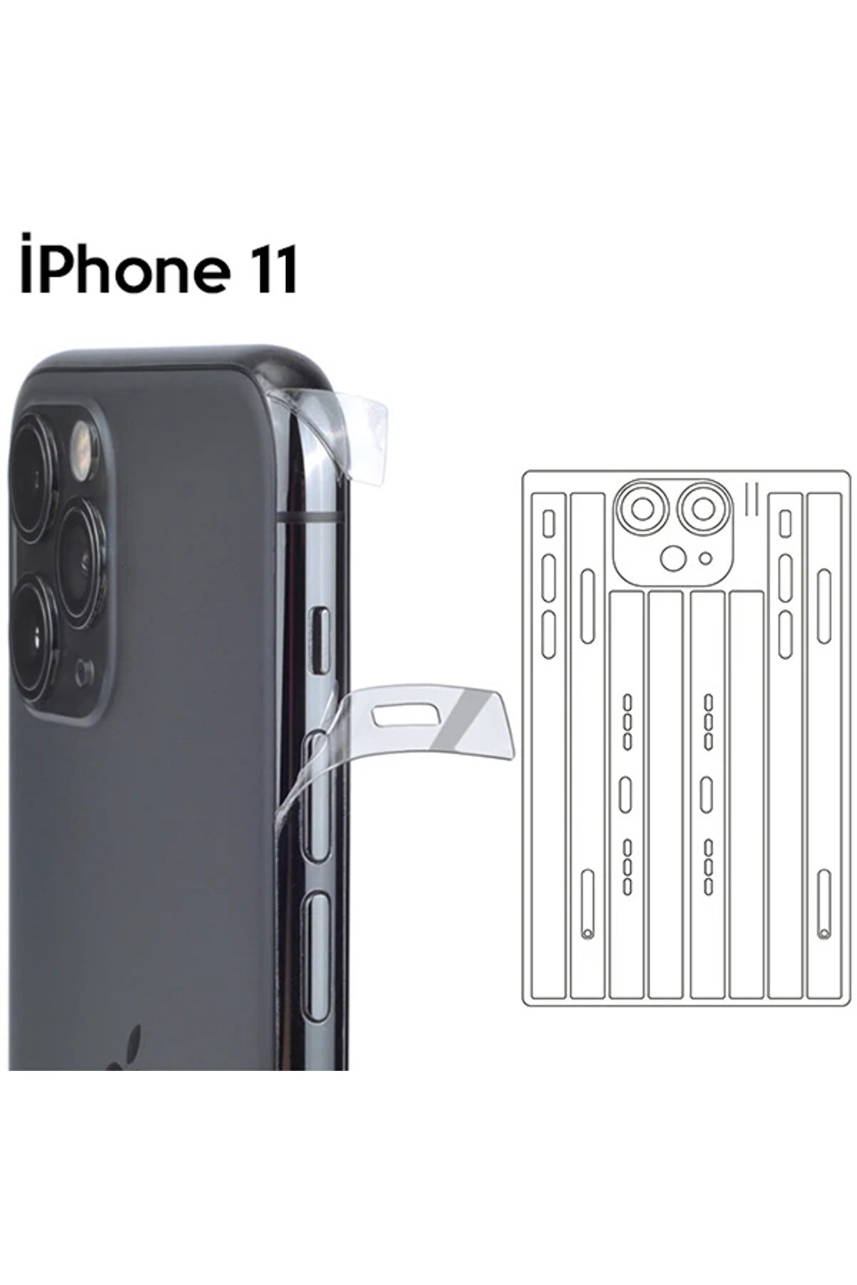 İsmiyle Al İPhone 11 6.1 Hidrojel Hayalet Yan Alt Üst Kamera Kaplama Film-(1903)