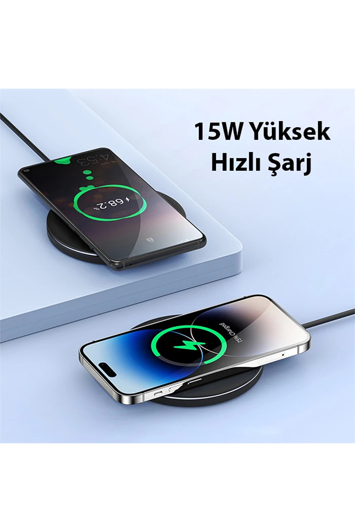Duzzona W8 15W Masaüstü Wi̇reless Hızlı Kablosuz Şarj Ci̇hazı-(1903)