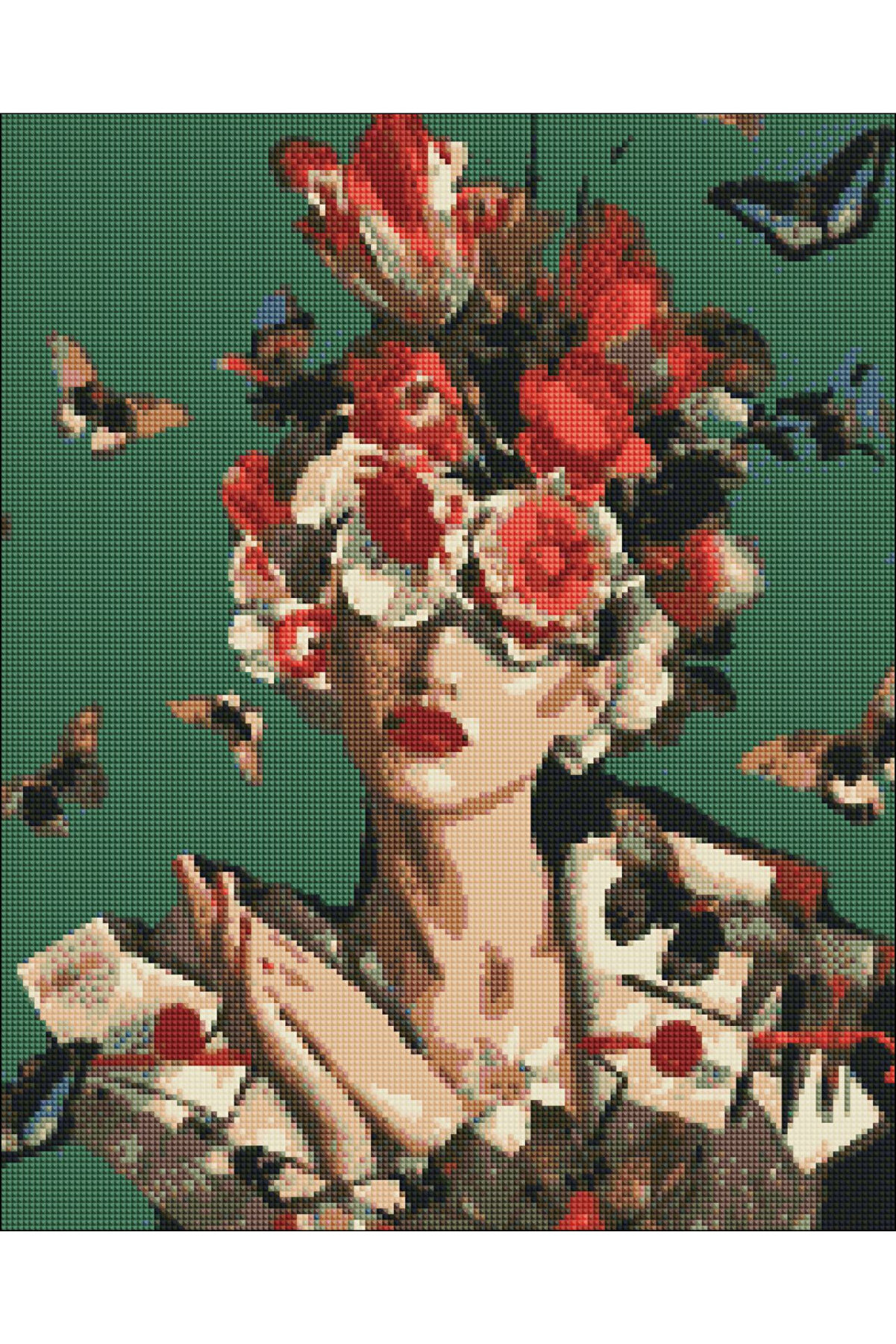 Hondep 5D Elmas Boyama Seti̇ – Çi̇çek Taçlı Kadın Ve Kelebekler | 40X50Cm - Tuvale Geri̇li̇ Di̇amond Pai̇nti̇ng