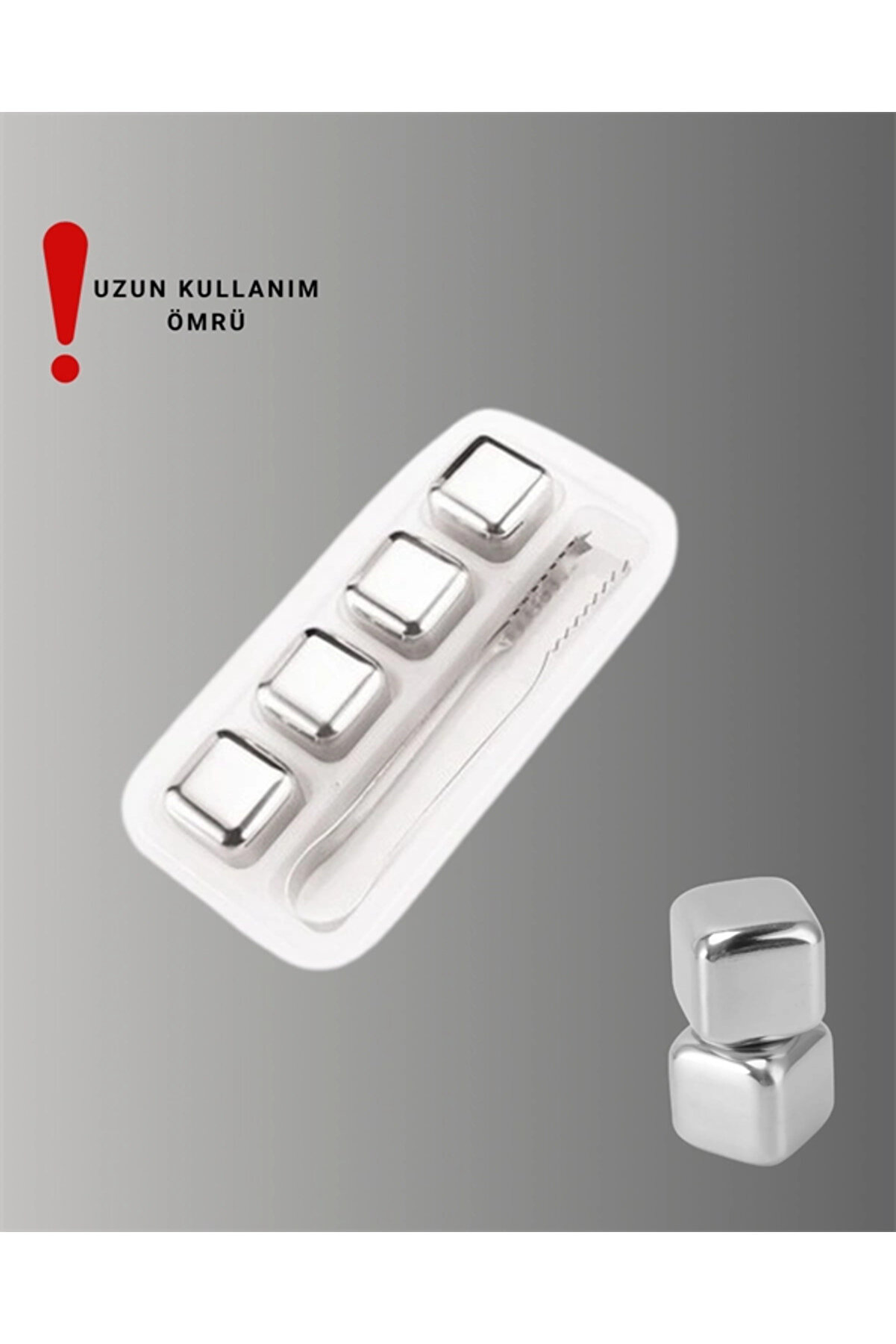 Yeni̇den Kullanılabi̇li̇r 304 Çeli̇k Metal Buz Küpleri̇ 4 Lü Set