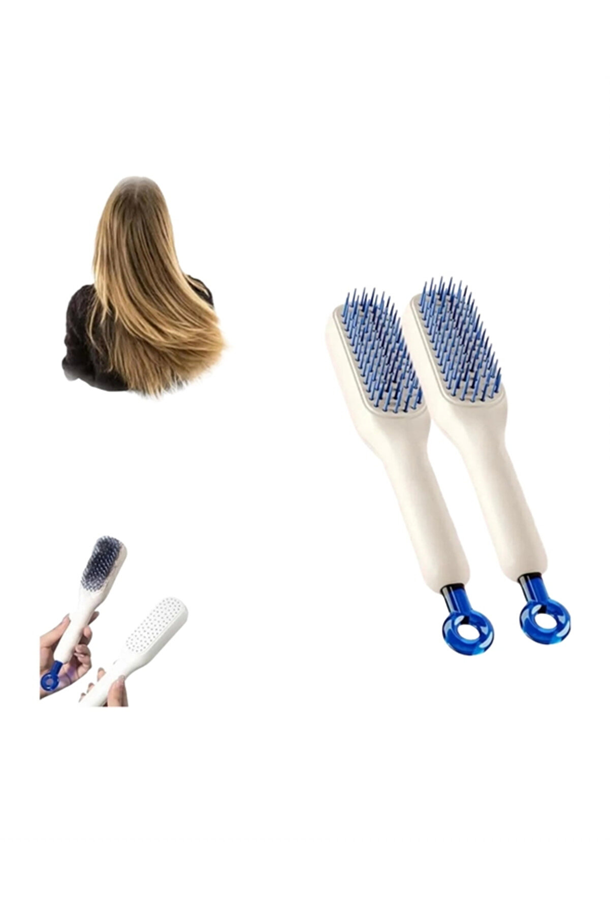 Kendi̇ni̇ Temi̇zleyen Masajlı Saç Tarağı – Anti̇-Stati̇k, Ergonomi̇k Tasarım