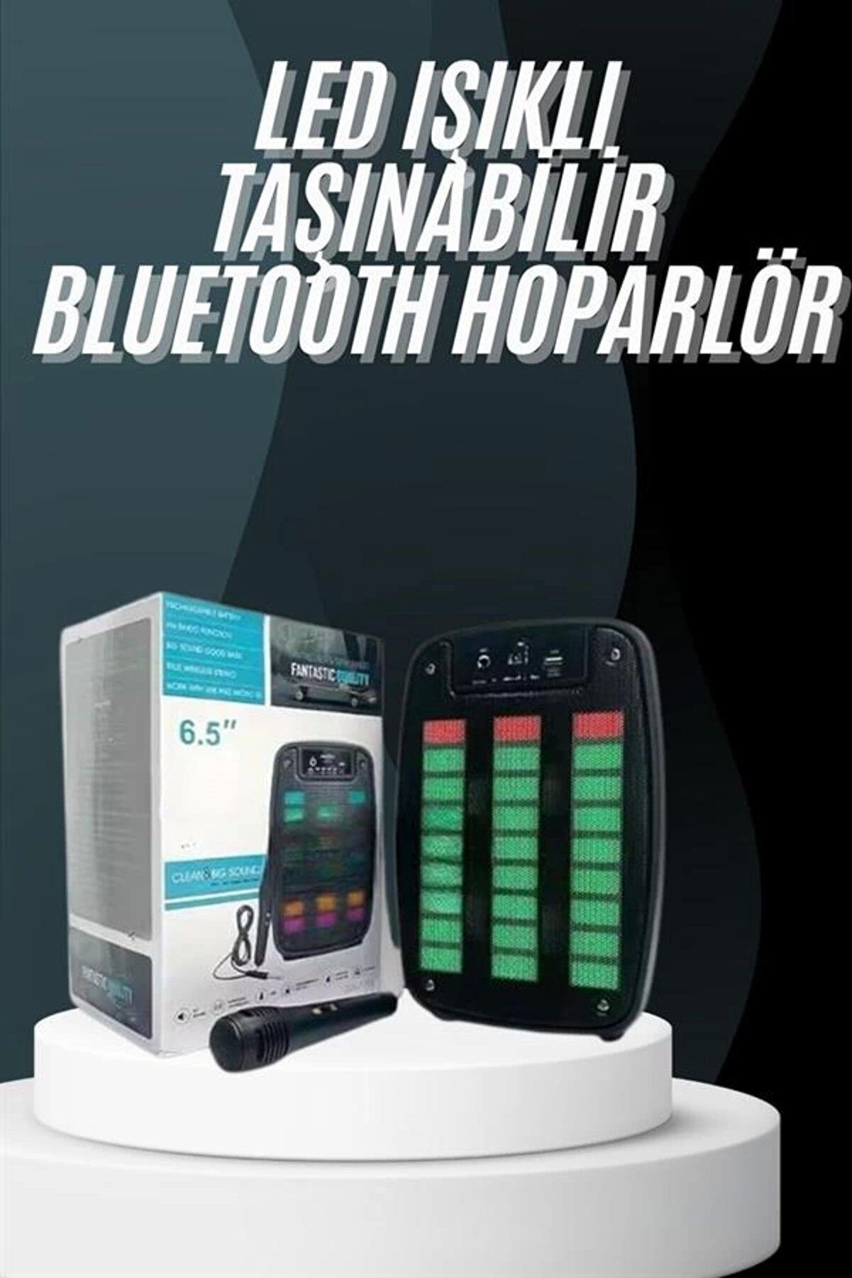 Bluetooth Hoparlör Taşınabi̇li̇r Şarjlı Işıklı Büyük Boy Yüksek Ses Kali̇teli̇