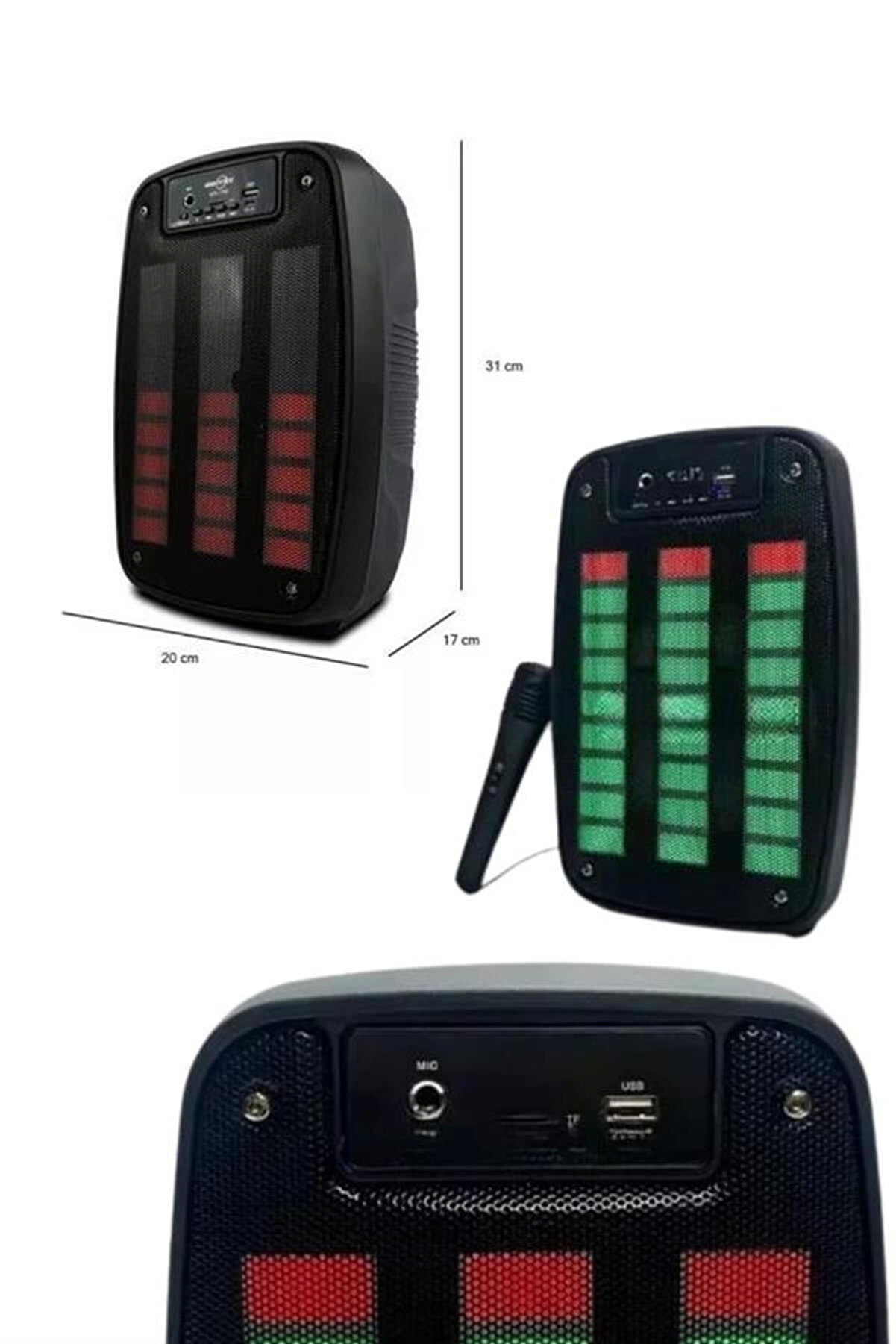 Bluetooth Hoparlör Taşınabi̇li̇r Şarjlı Işıklı Büyük Boy Yüksek Ses Kali̇teli̇