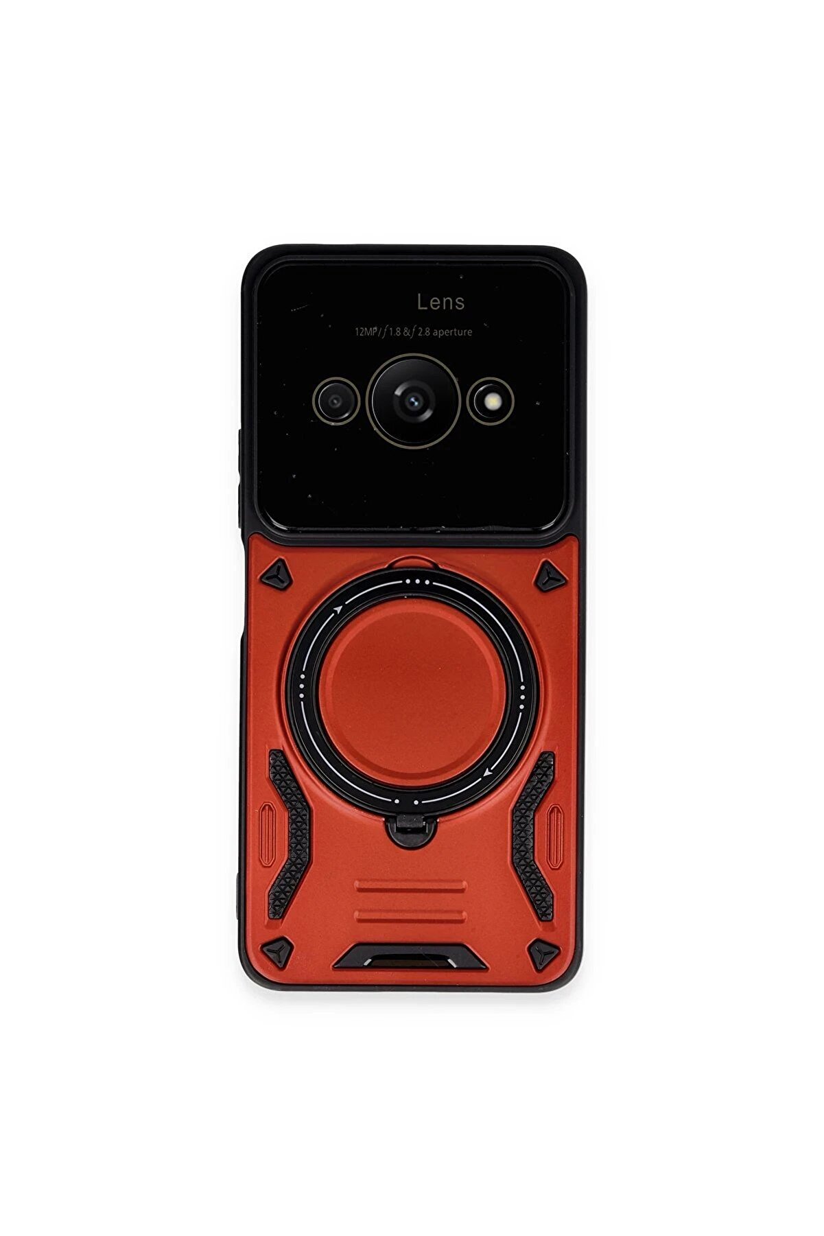 nerede bulurum Xiaomi Poco C61 Kılıf Joy Lens Standlı Kapak - Kırmızı