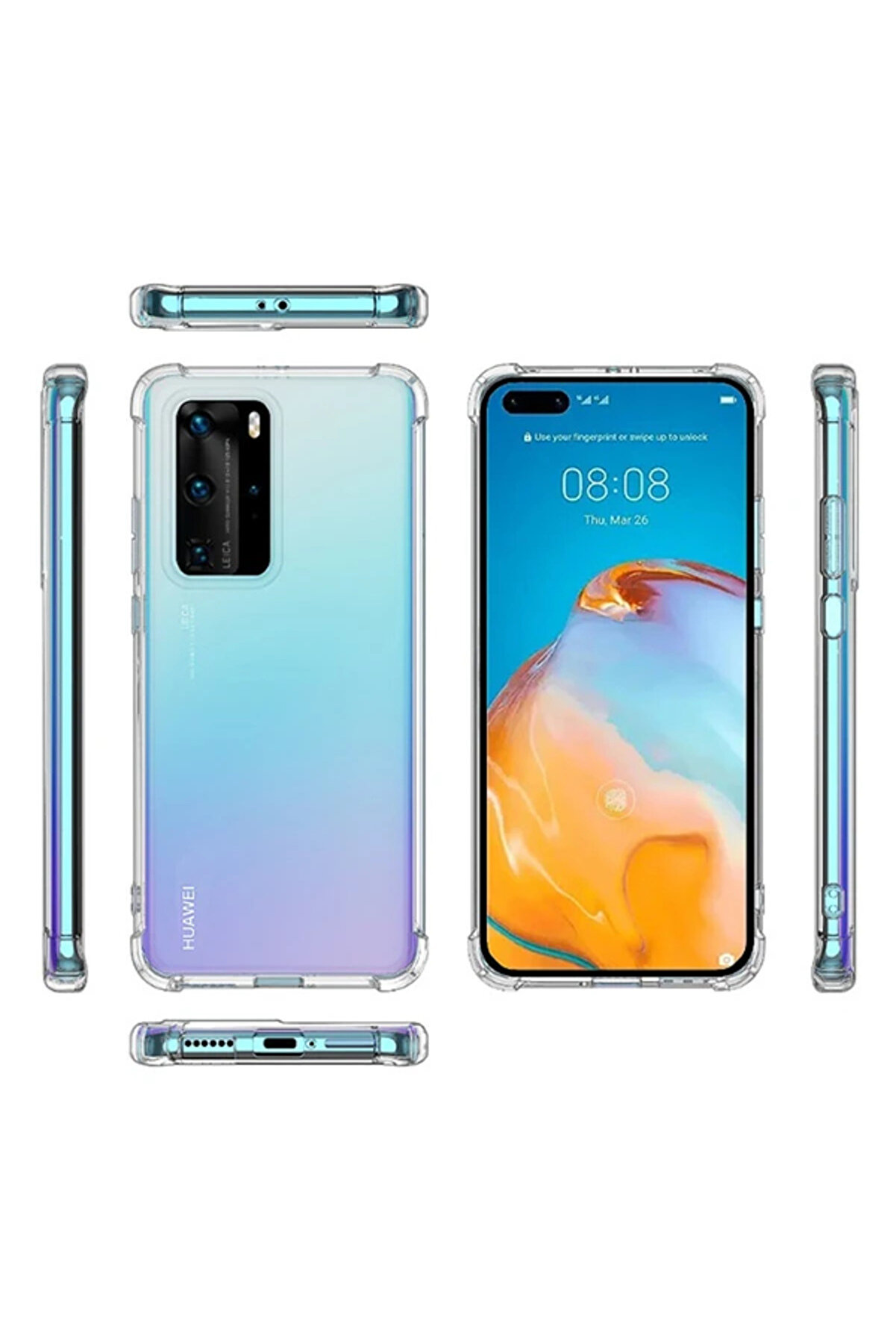 Huawei̇ P40 Anti̇-Drop Darbe Emi̇ci̇ Si̇li̇kon Kılıf-(1903)