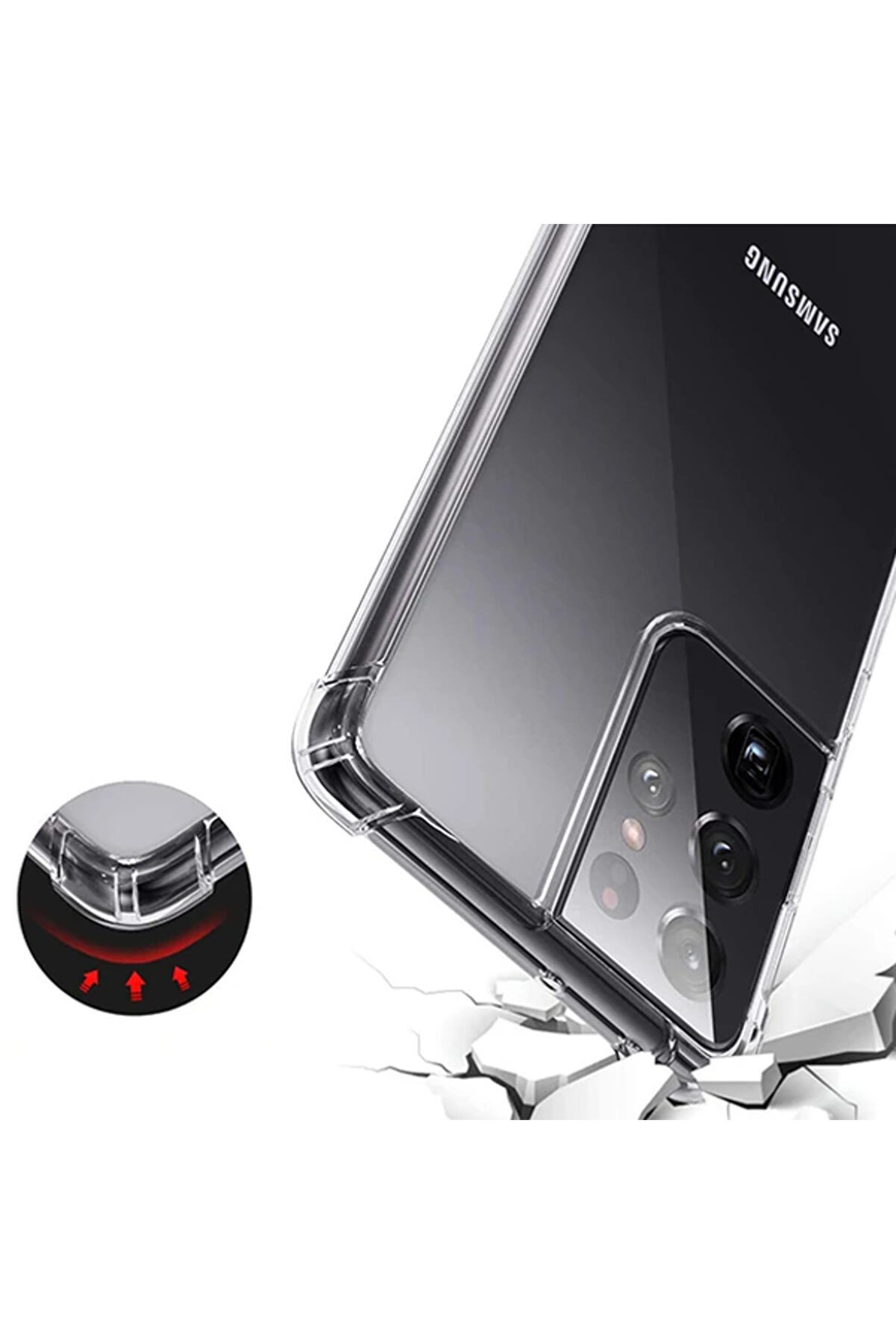 Sm Galaxy S21 Ultra - S30 Ultra Shockproof Darbe Emi̇ci̇ Si̇li̇kon Kılıf-(1903)