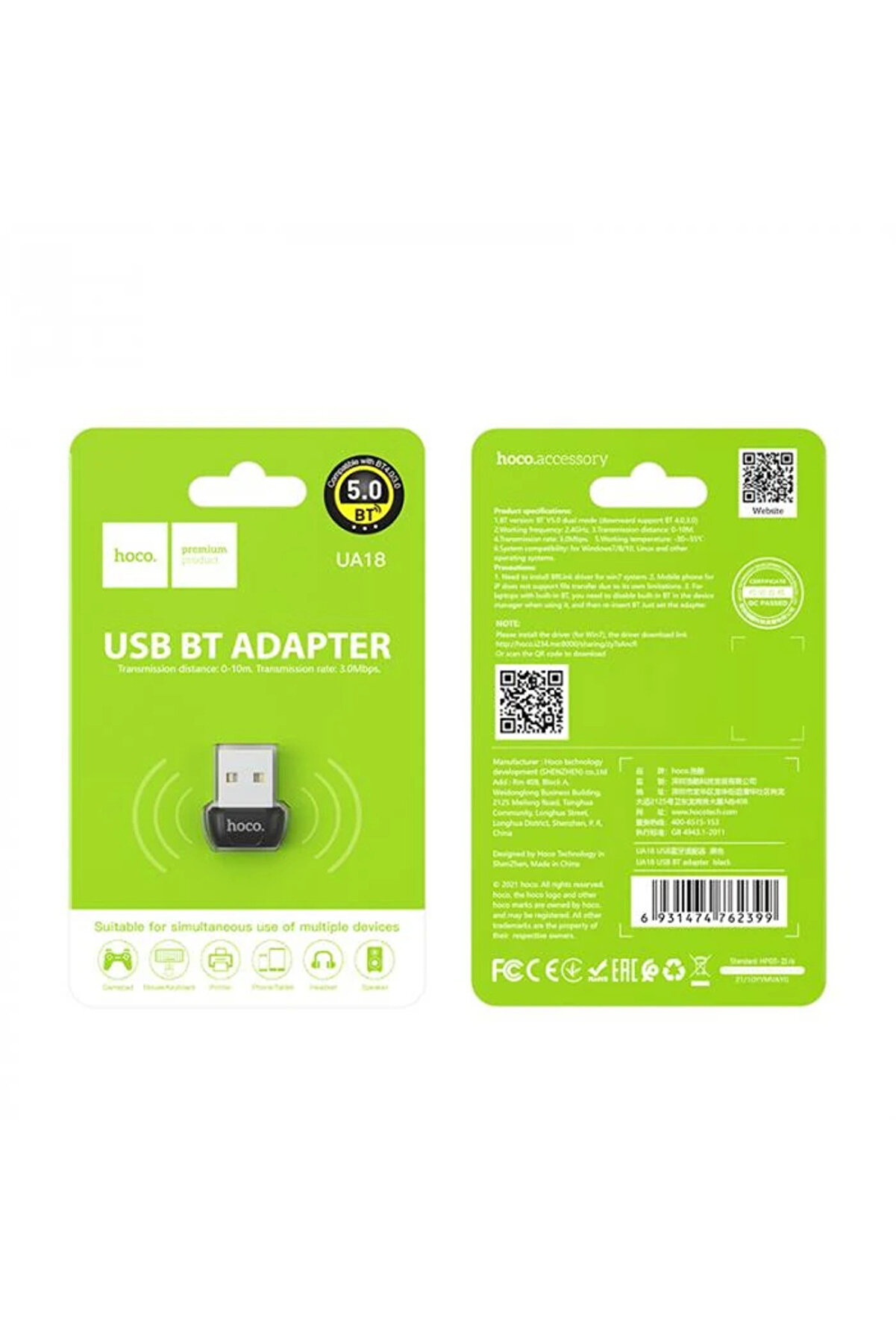 Hoco Ua18 3.0Mbps Usb Bluetooth 5.0 Adaptör-(1903)