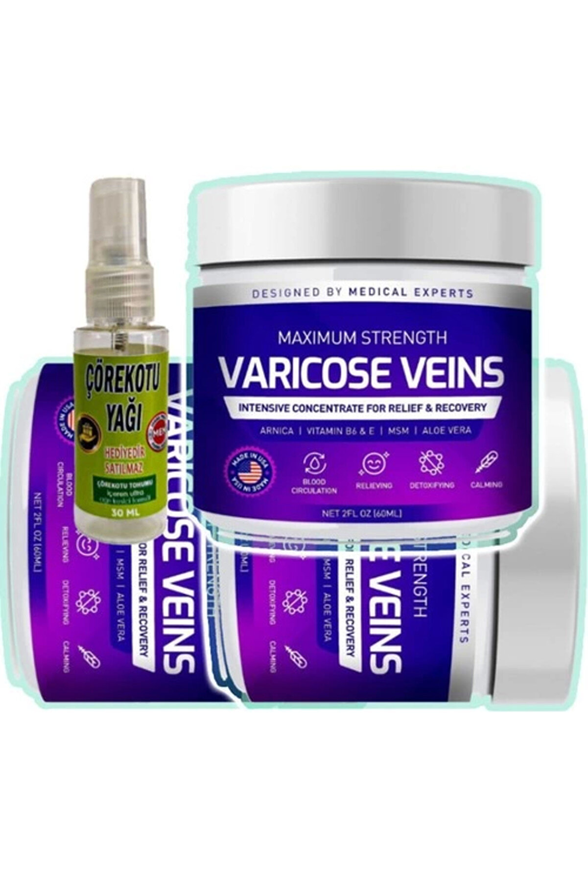 STİL KÖŞESİ Pharmapulse Varicose Veins Purple Bakım Kremi 100 ml x 3 adet + Çörek Otu Yağı 30 ml