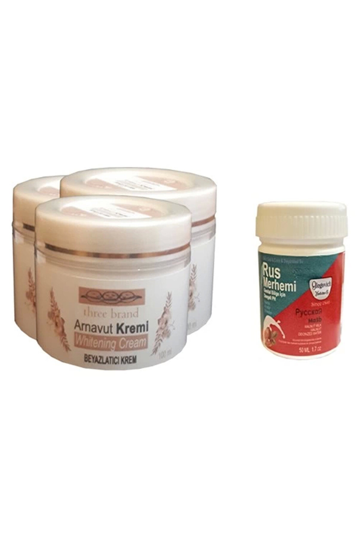 WHY NOT Three Brand Vücut Kremi 100 ml Arnavut Kremi3 Adet + Rus Merhemi 50 ml 1 Adet