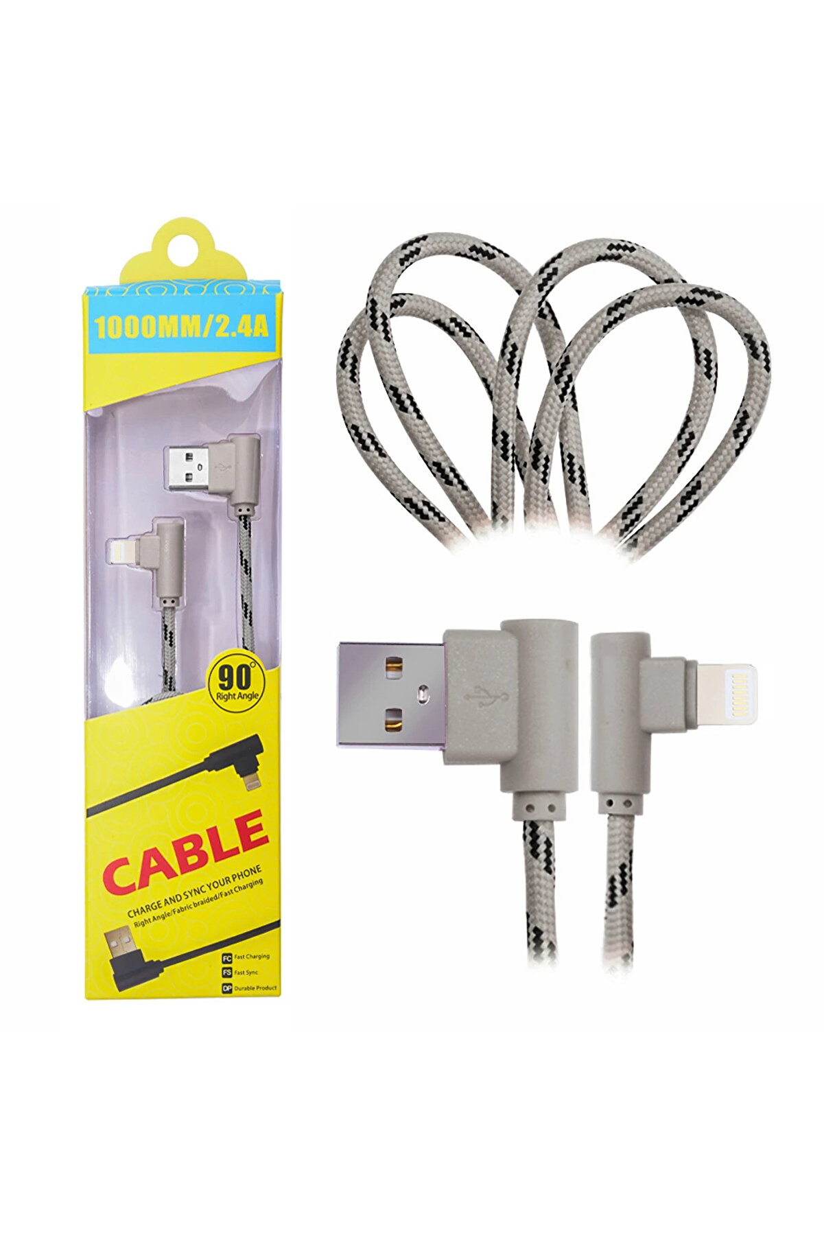 Ally İphone Li̇ghtni̇ng Eği̇k Başlı Halat Usb Kablo 1Metre-(1903)