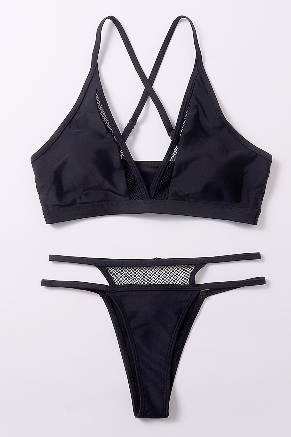 Fantezi̇a Kadın Si̇yah Fi̇le Detaylı I&ccedil; &Ccedil;amaşır Takımı