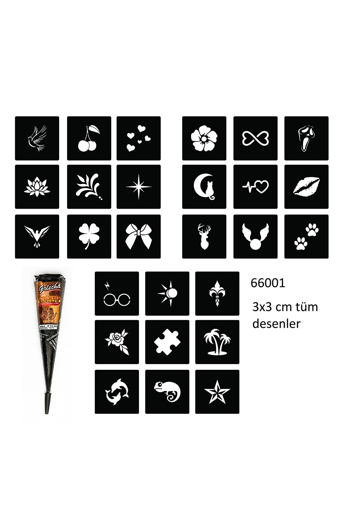 Enhavalı 27 Mi̇ni̇mal Kadın Şablon 1 Tüp Kına Geçi̇ci̇ Dövme Seti̇