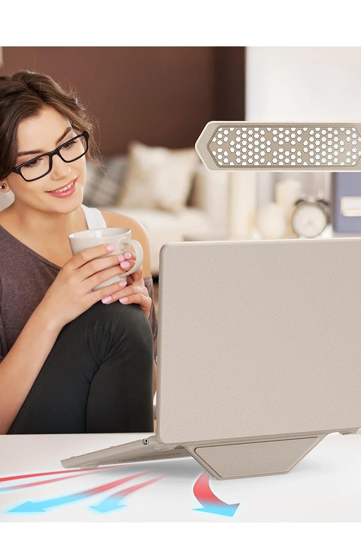 Ceptetoptan Myt09 Macbook Pro 14 2021 Macbook Deri̇ Kapak - Gold